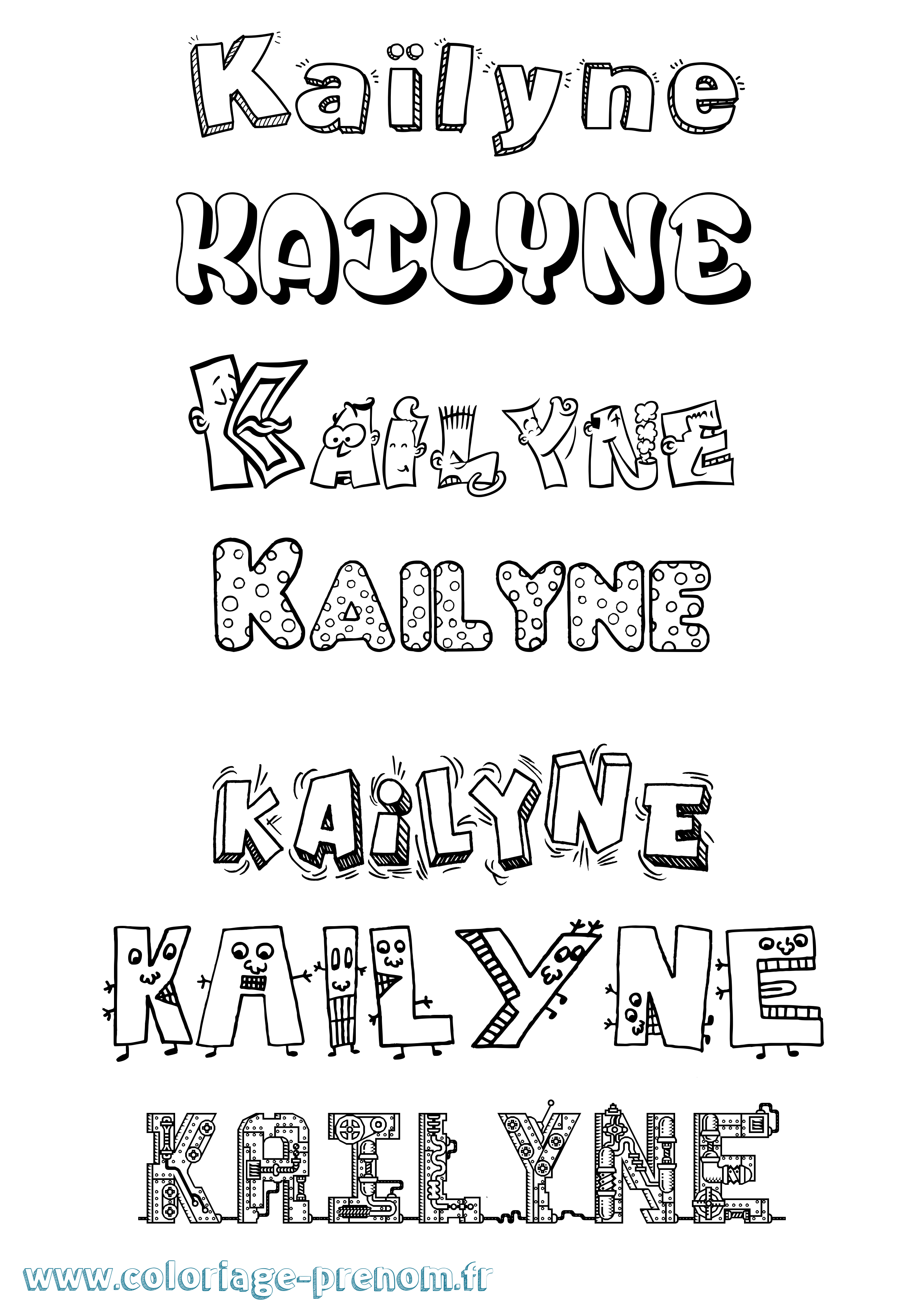 Coloriage prénom Kaïlyne Fun