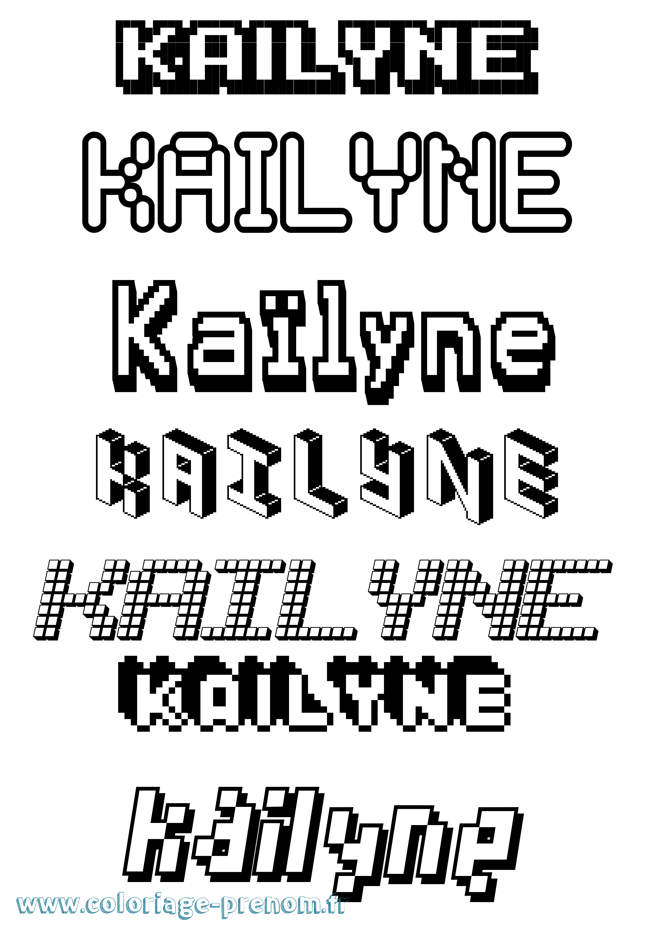 Coloriage prénom Kaïlyne Pixel