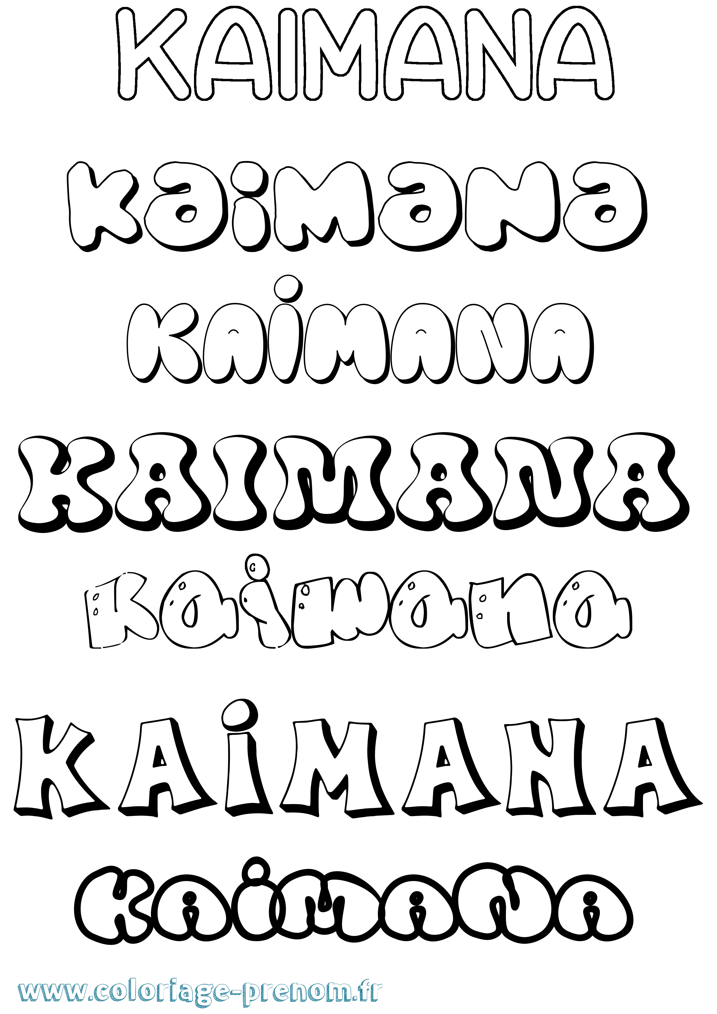 Coloriage Kaimana Bubble Coloriage prénom Kaimana Bubble