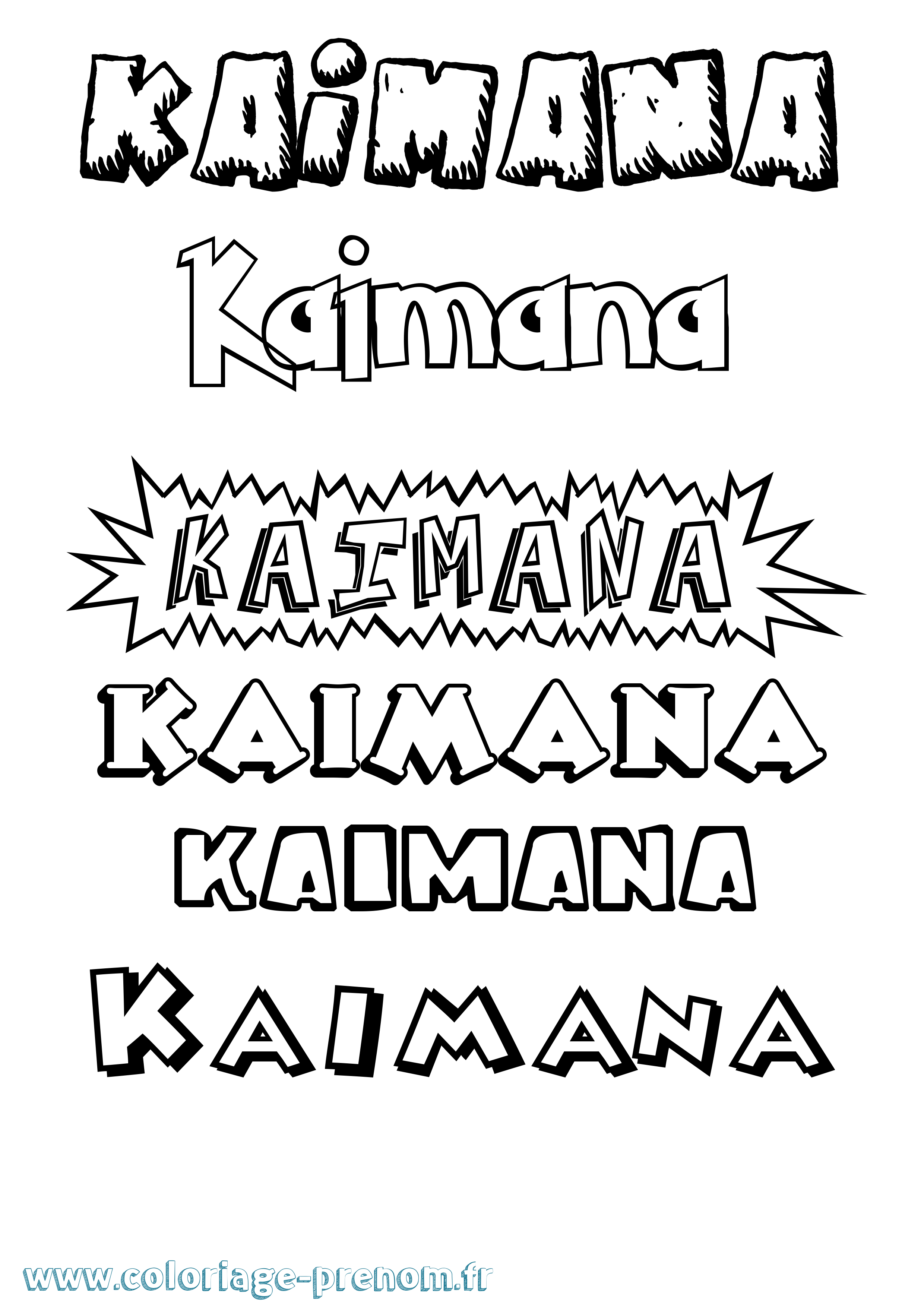 Coloriage prénom Kaimana Dessin Animé