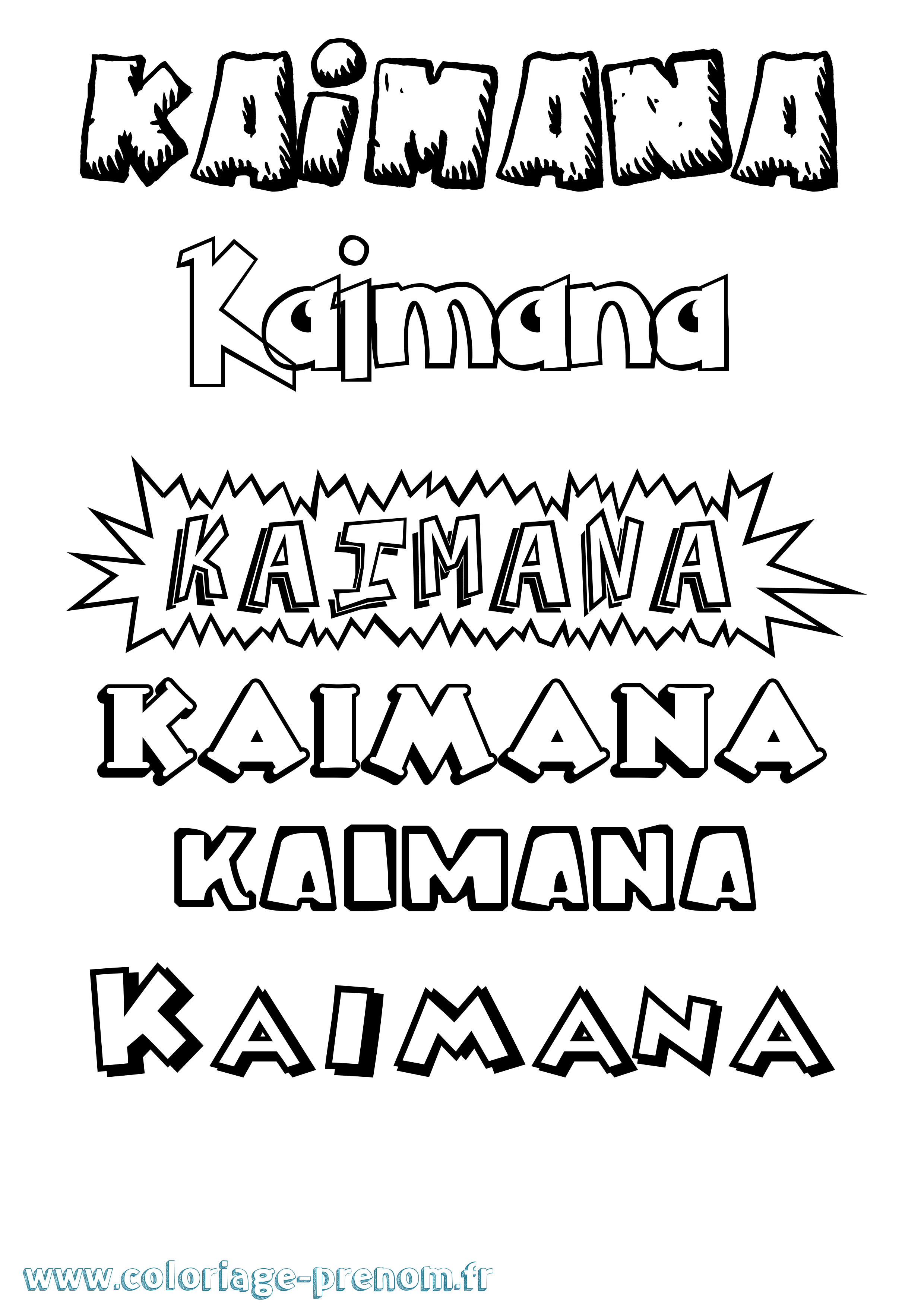 Coloriage Kaimana Dessin Animé Coloriage prénom Kaimana Dessin Animé