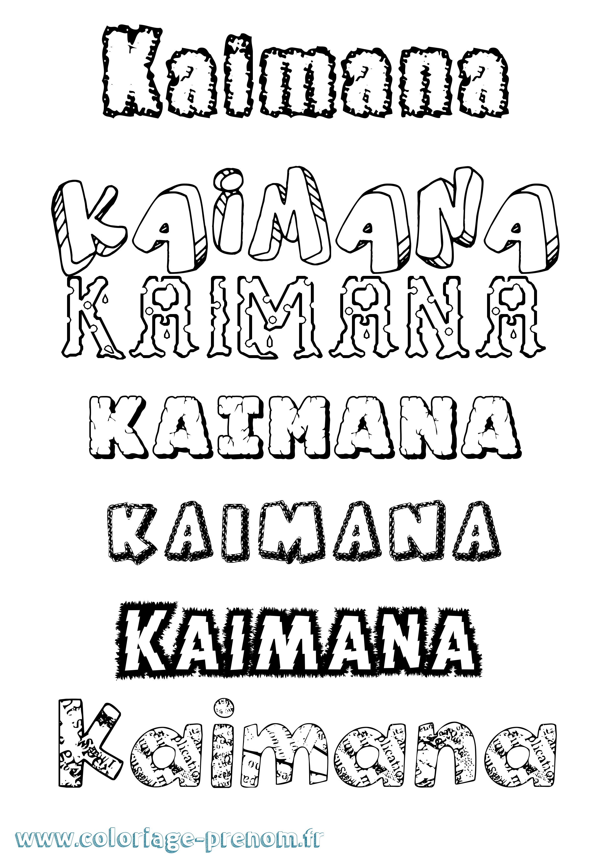Coloriage Kaimana Destructuré Coloriage prénom Kaimana Destructuré