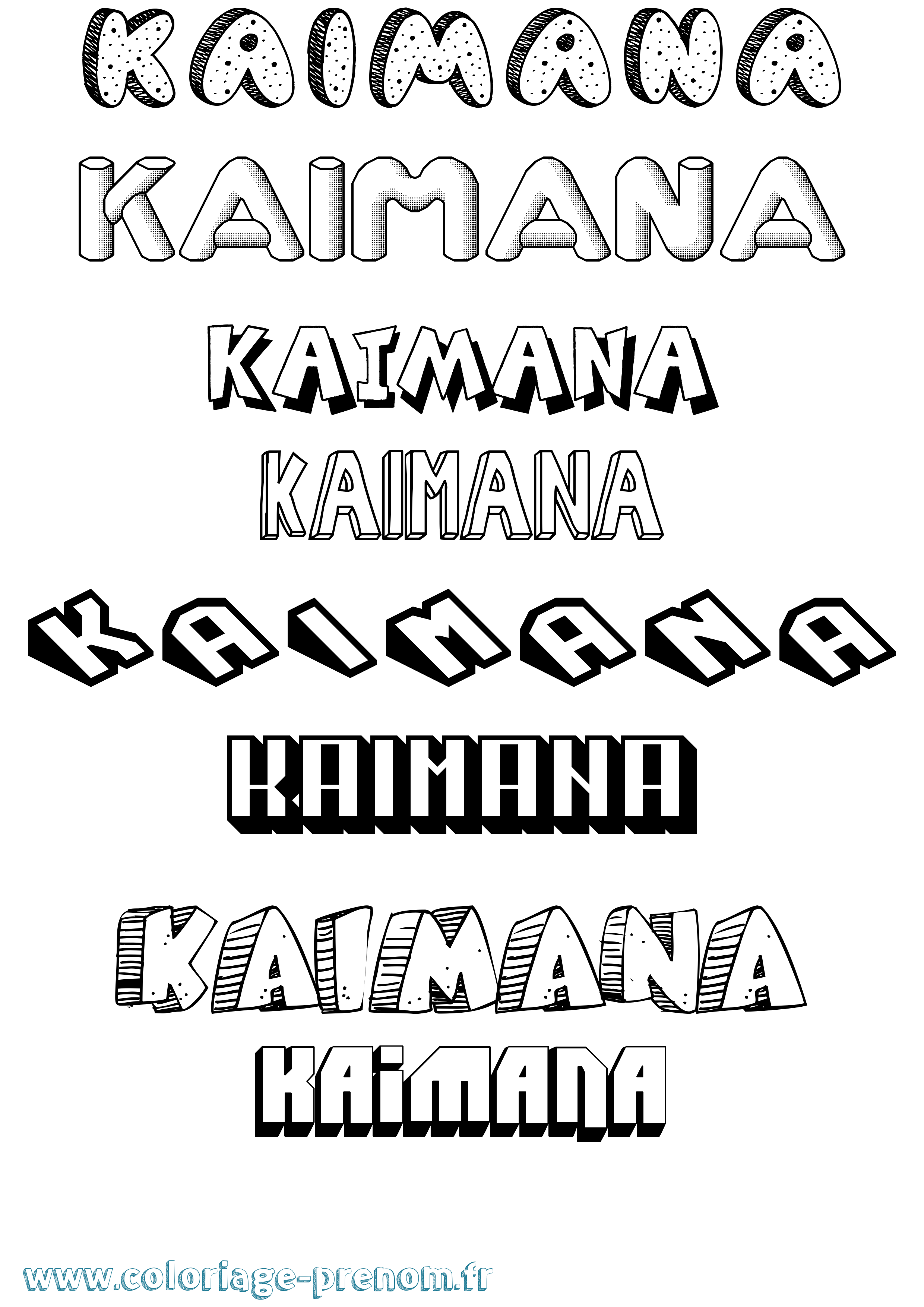 Coloriage Kaimana Effet 3D Coloriage prénom Kaimana Effet 3D