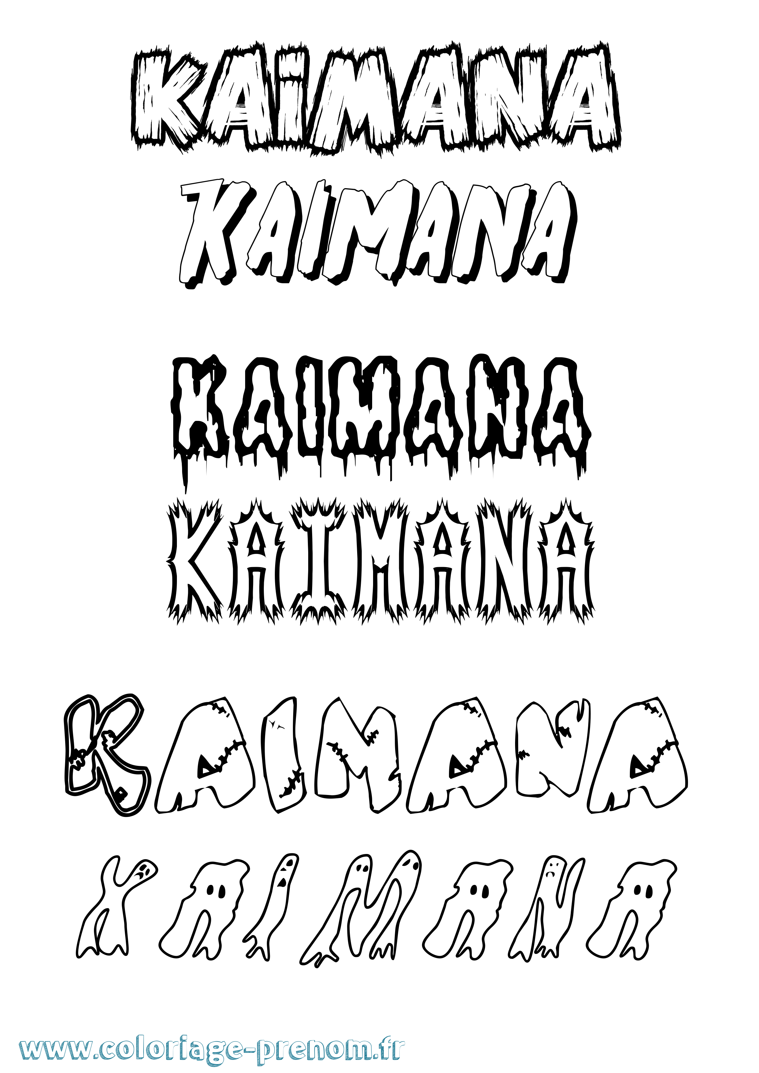 Coloriage Kaimana Frisson Coloriage prénom Kaimana Frisson