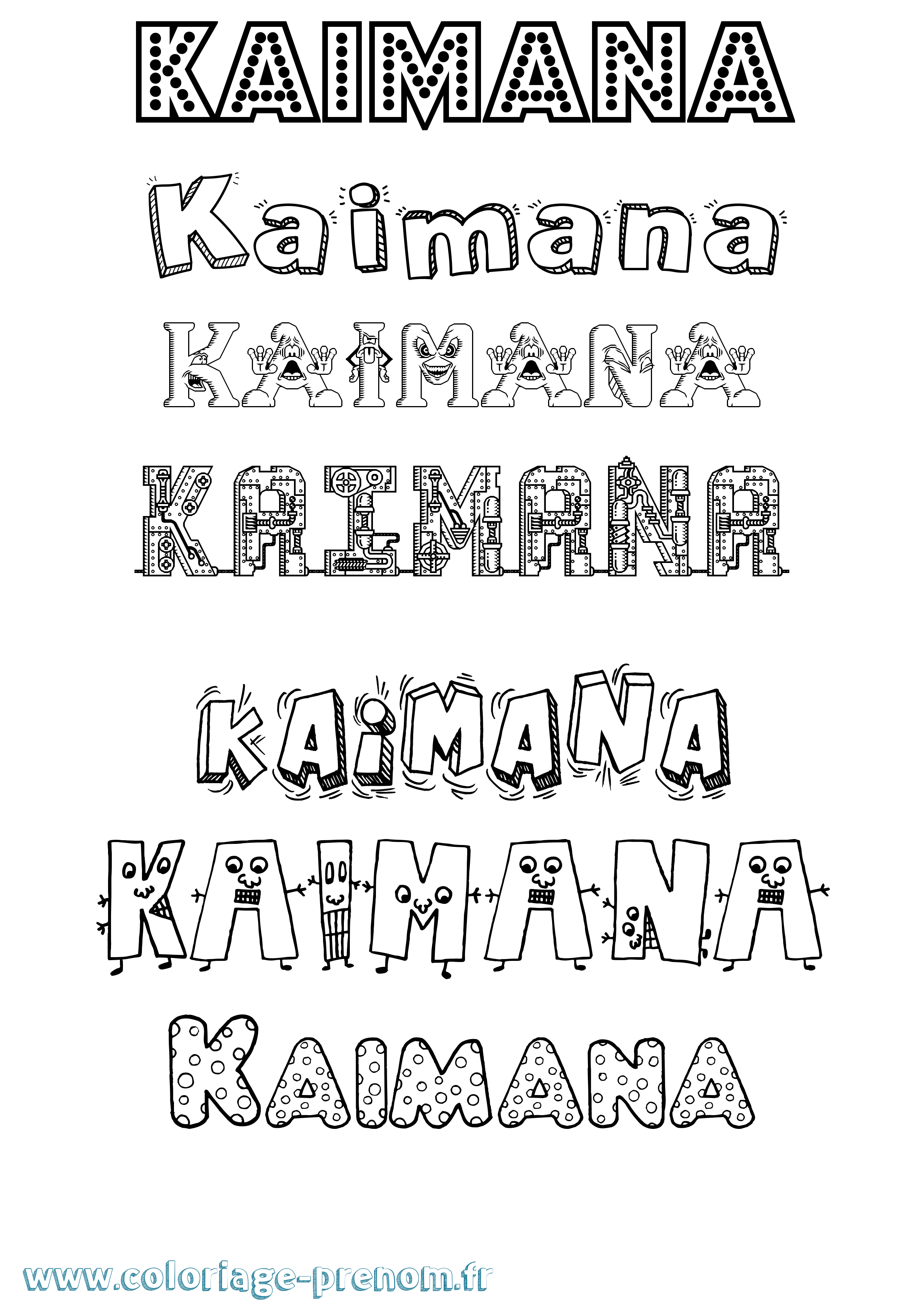 Coloriage Kaimana Fun Coloriage prénom Kaimana Fun