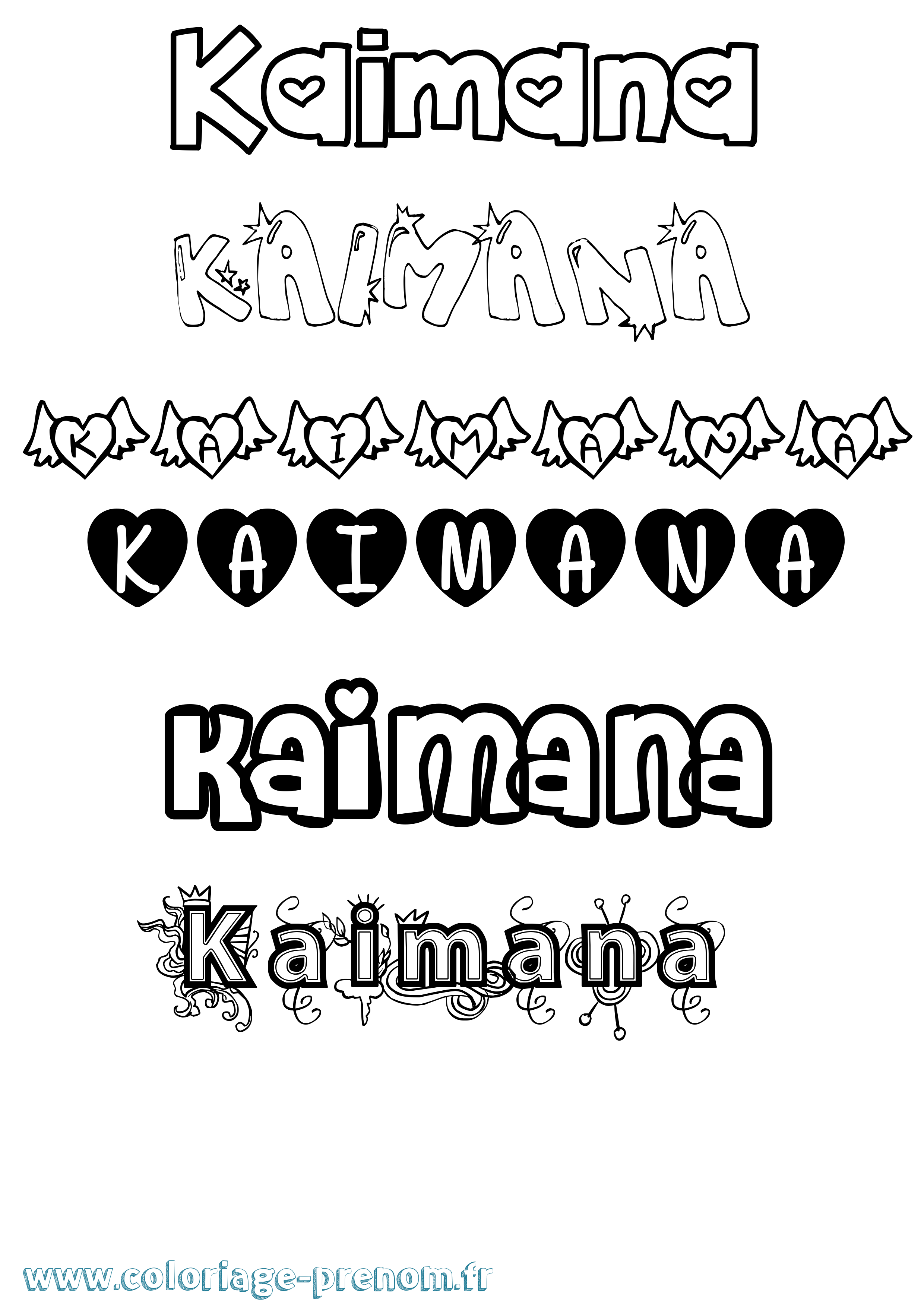 Coloriage prénom Kaimana Girly