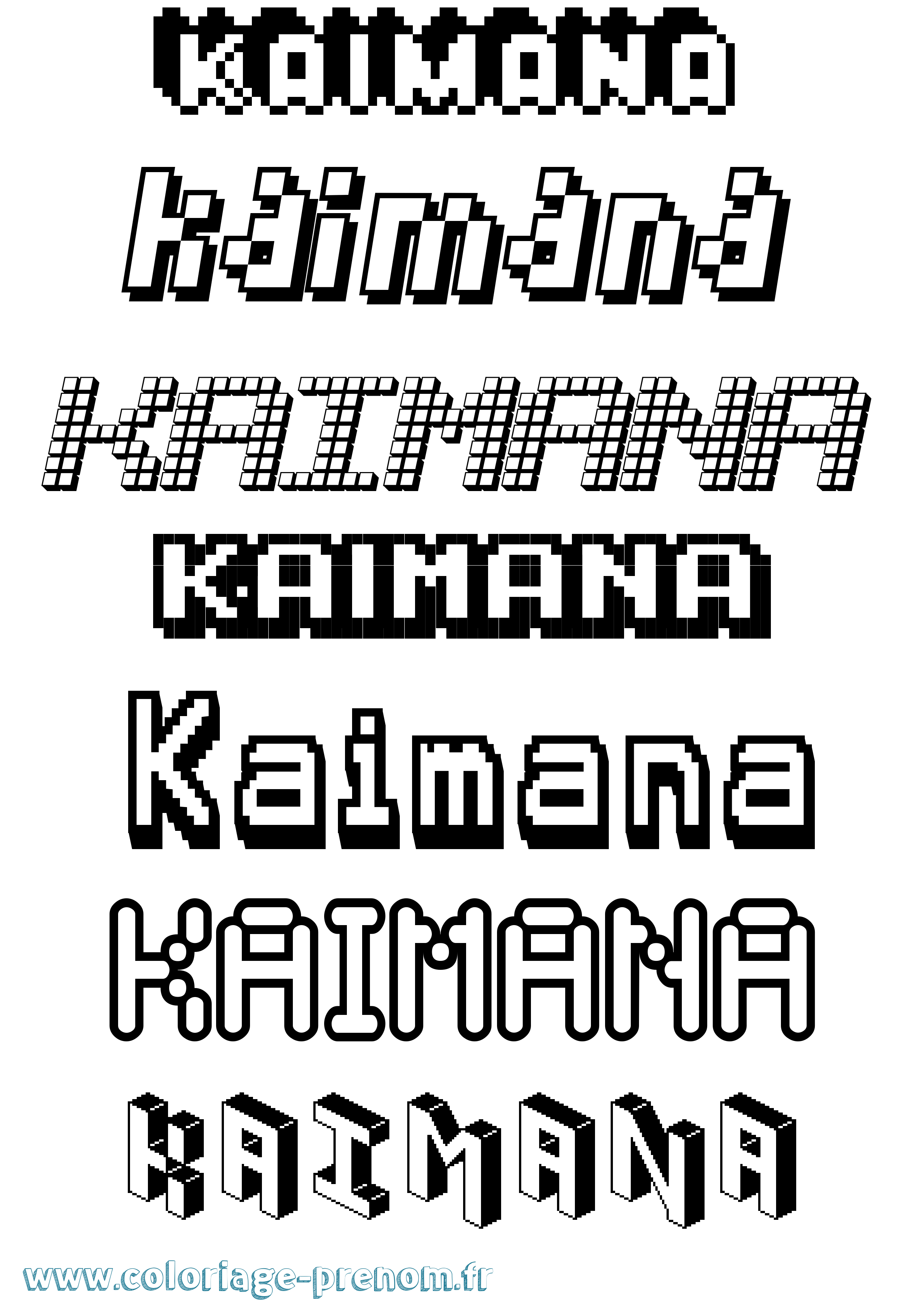 Coloriage Kaimana Pixel Coloriage prénom Kaimana Pixel