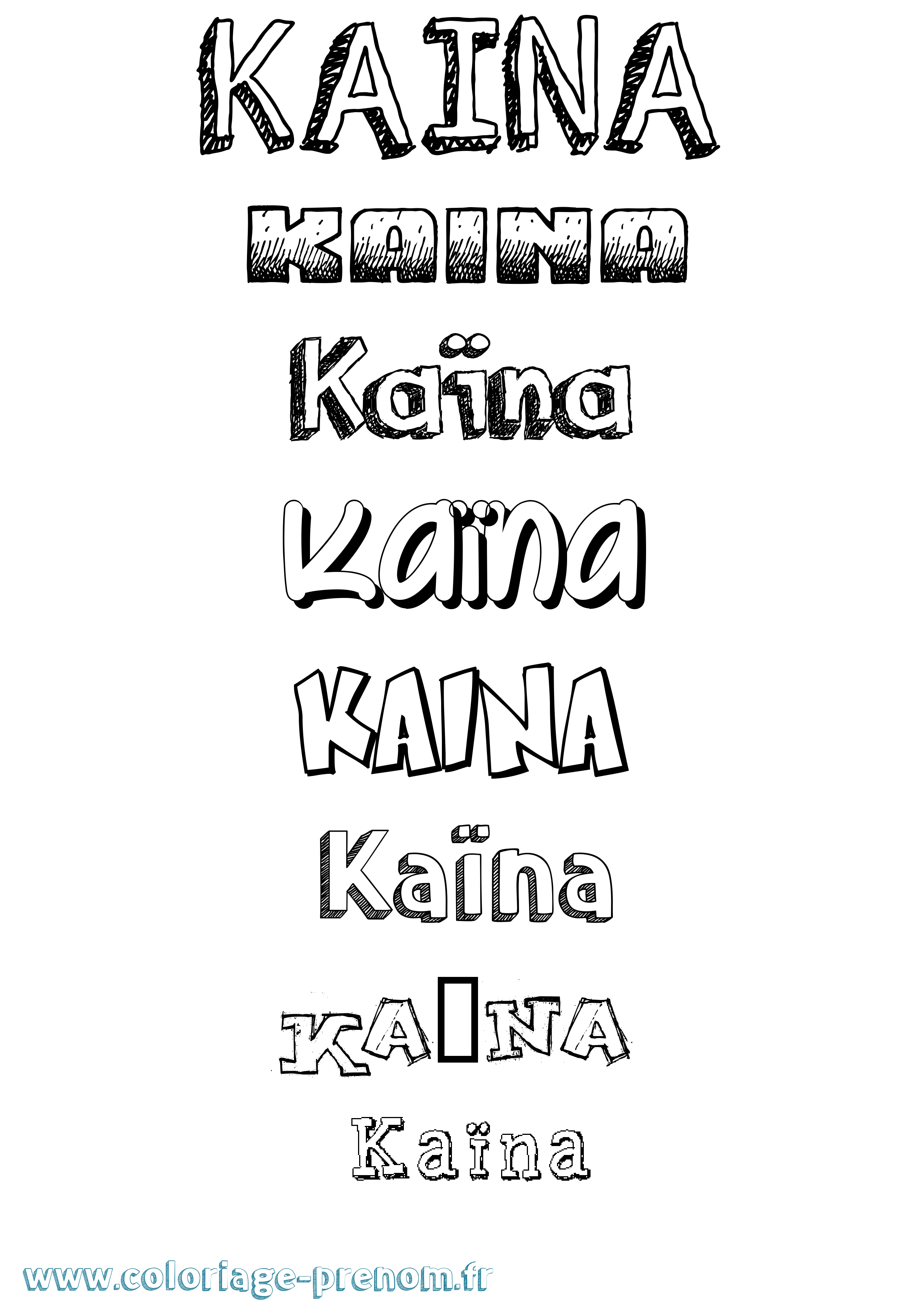 Coloriage prénom Kaïna