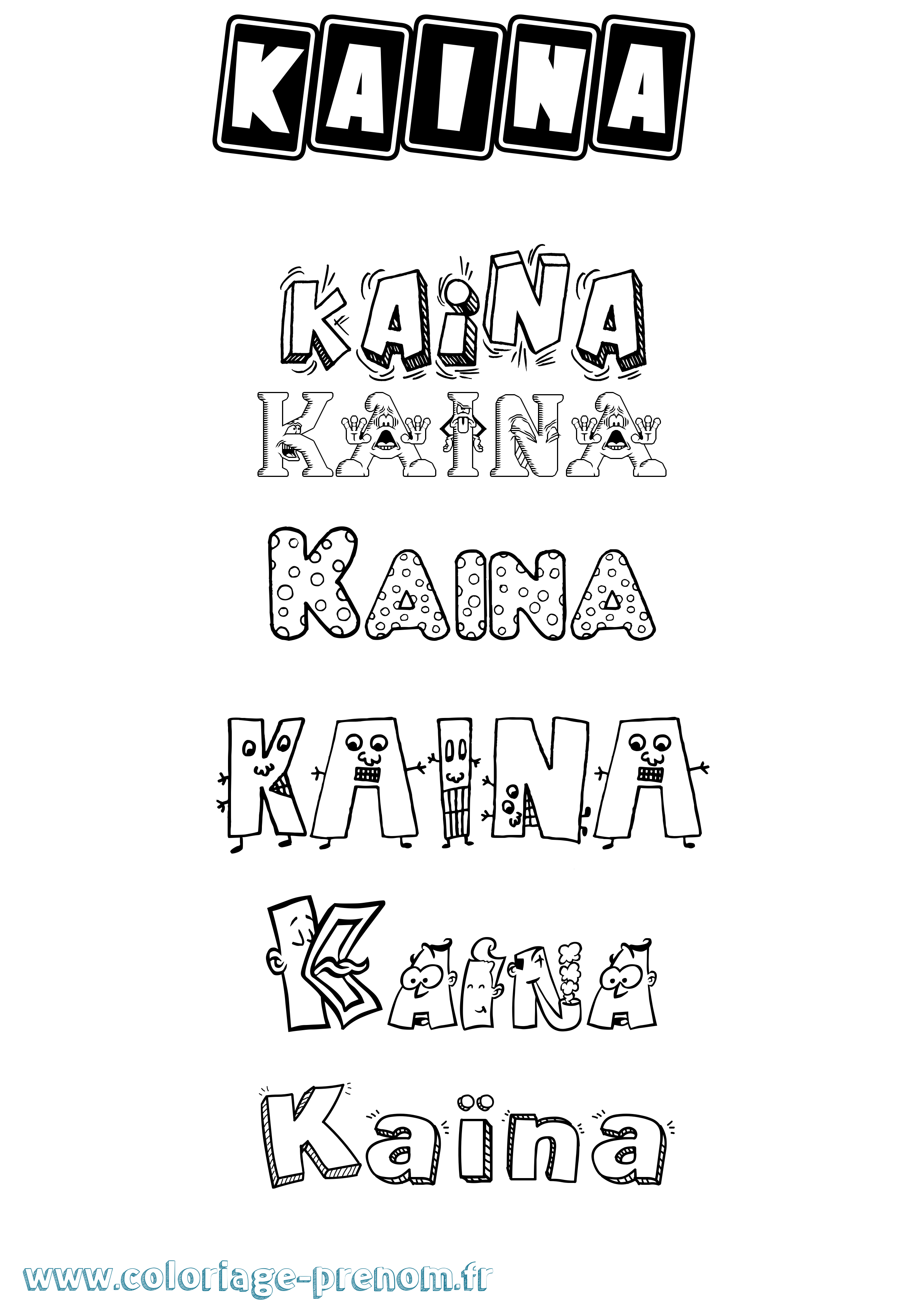 Coloriage prénom Kaïna