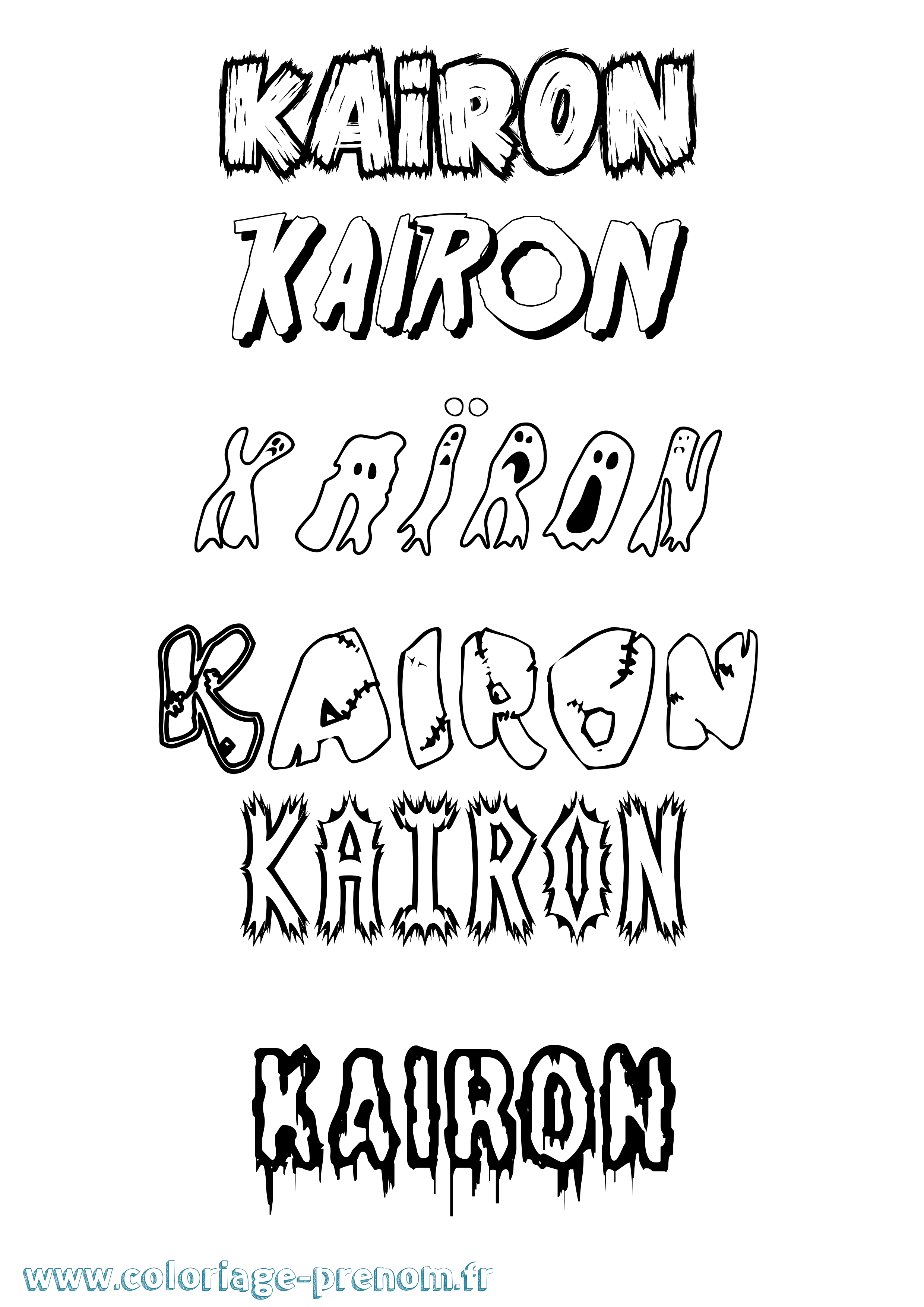 Coloriage prénom Kaïron Frisson