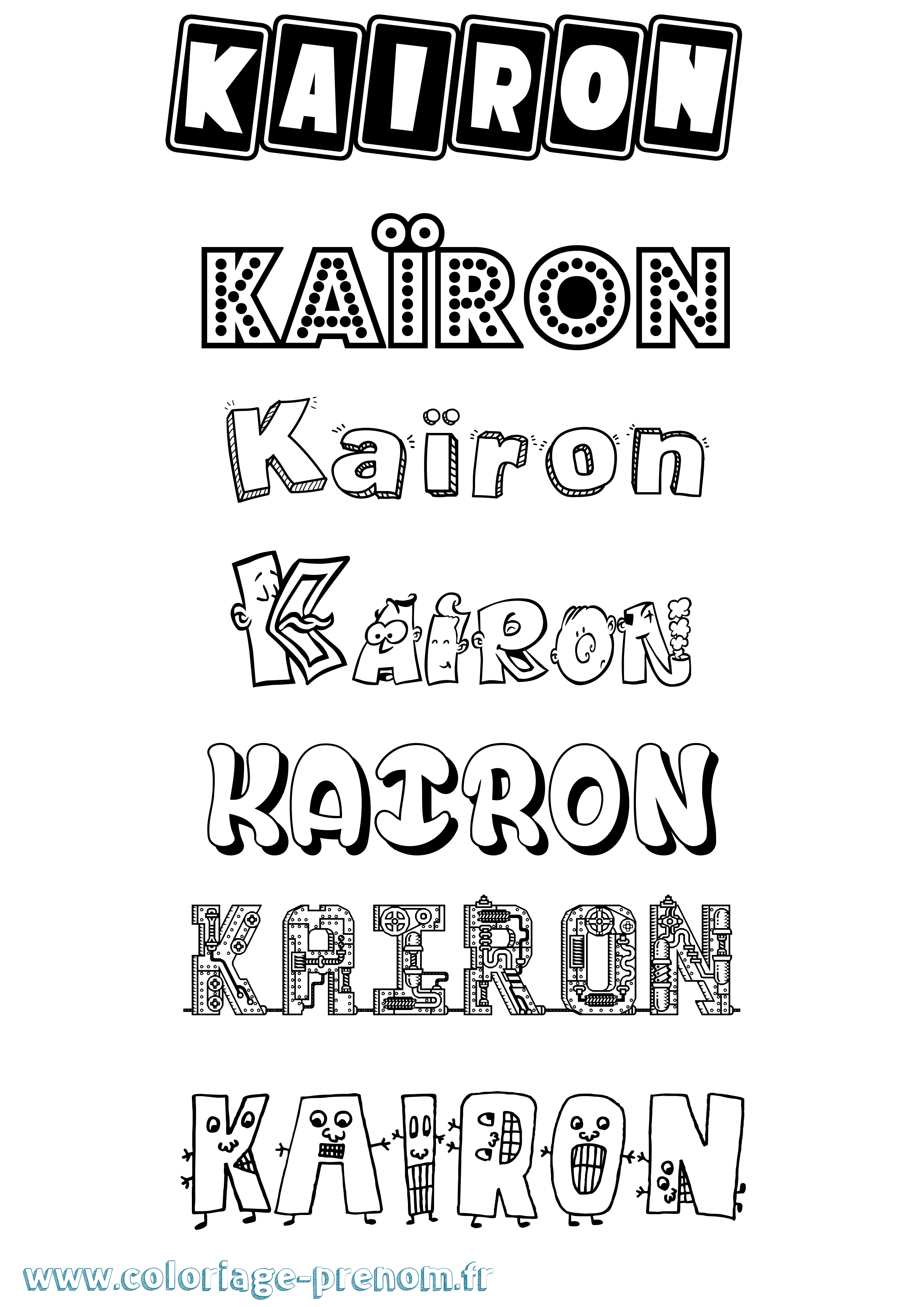 Coloriage prénom Kaïron Fun