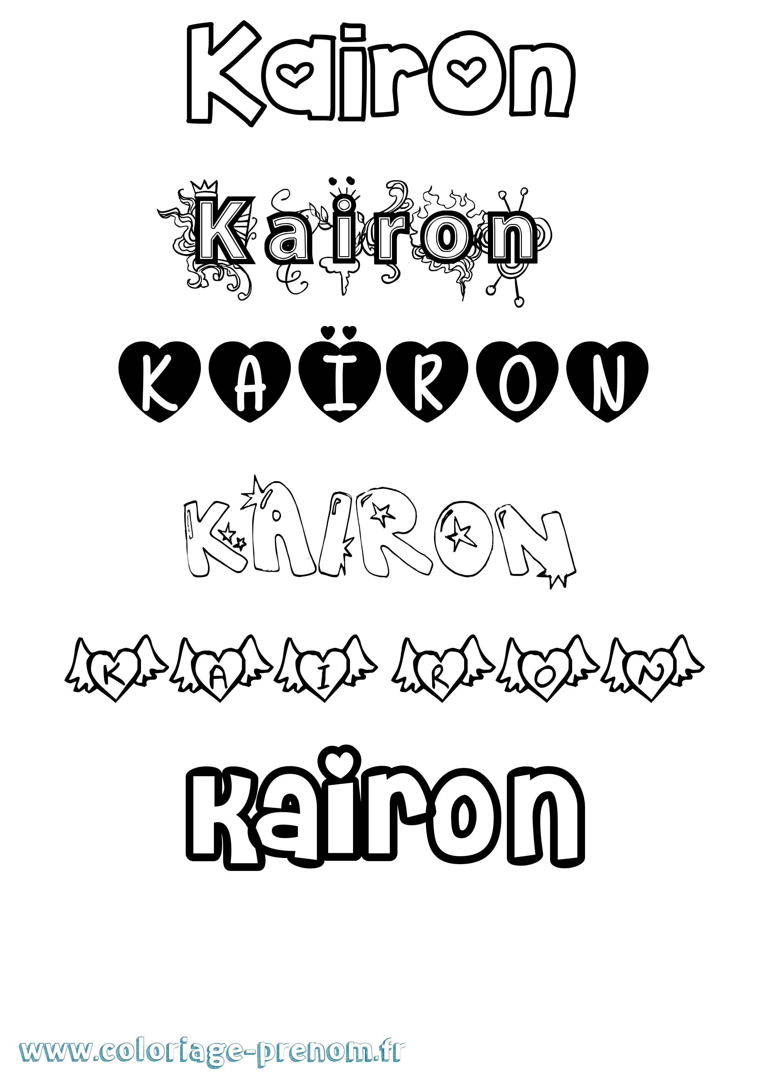Coloriage prénom Kaïron Girly