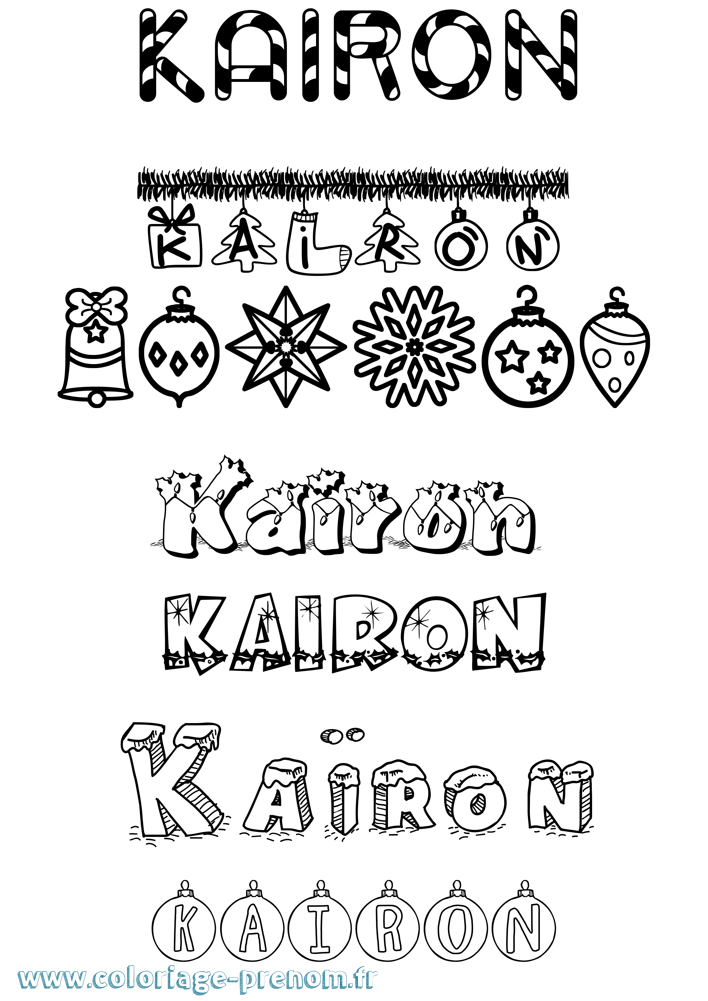 Coloriage prénom Kaïron Noël