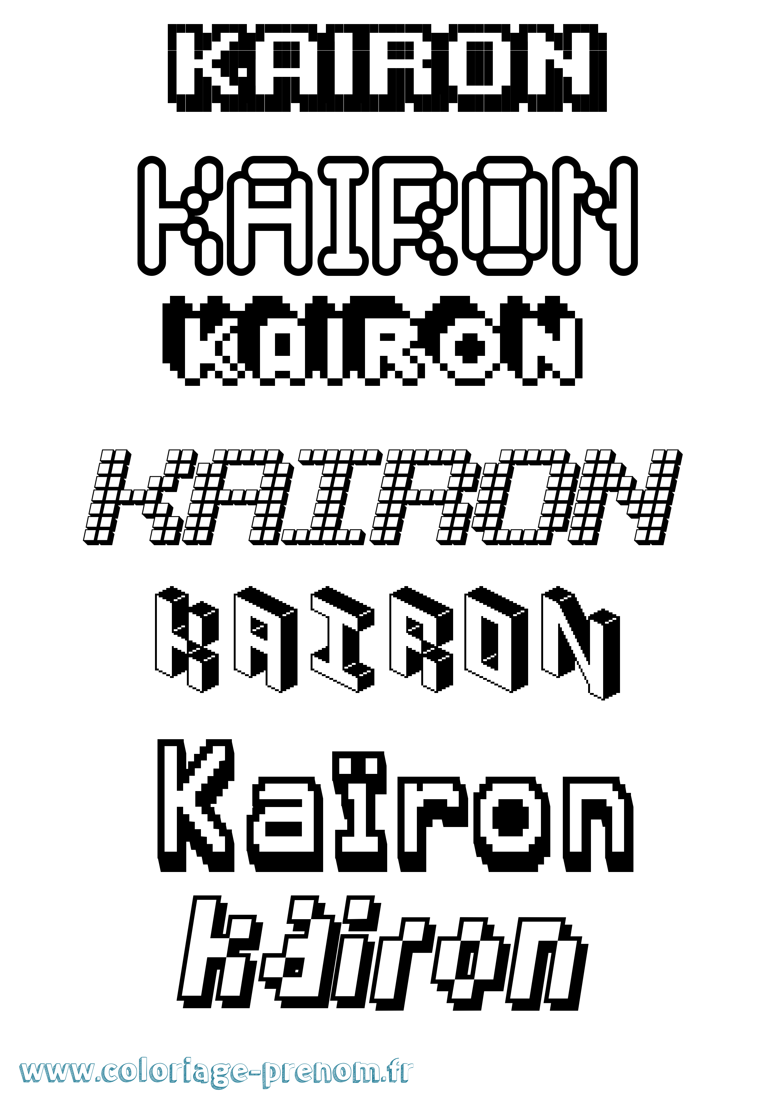 Coloriage prénom Kaïron Pixel