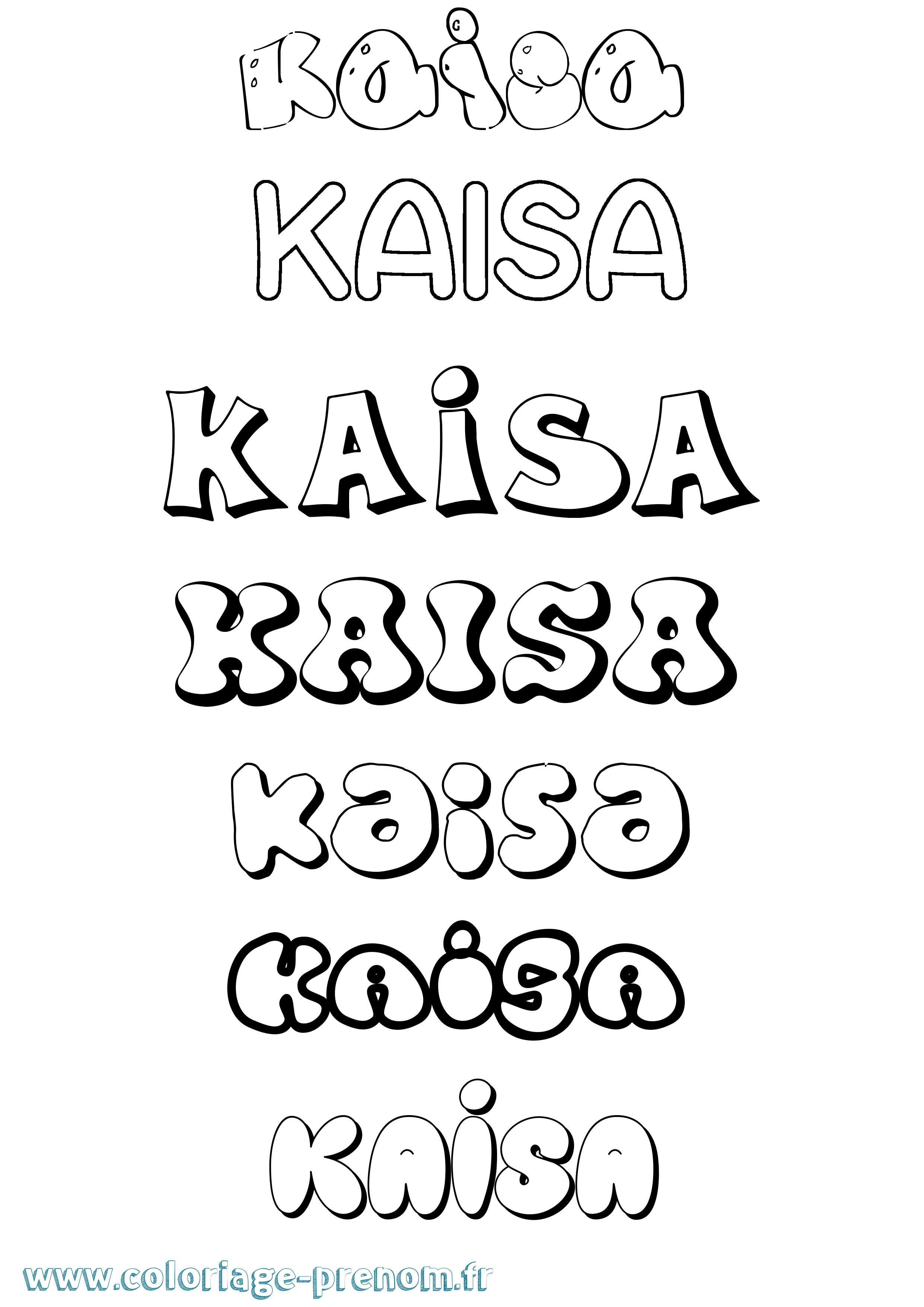 Coloriage Kaisa Bubble Coloriage prénom Kaisa Bubble
