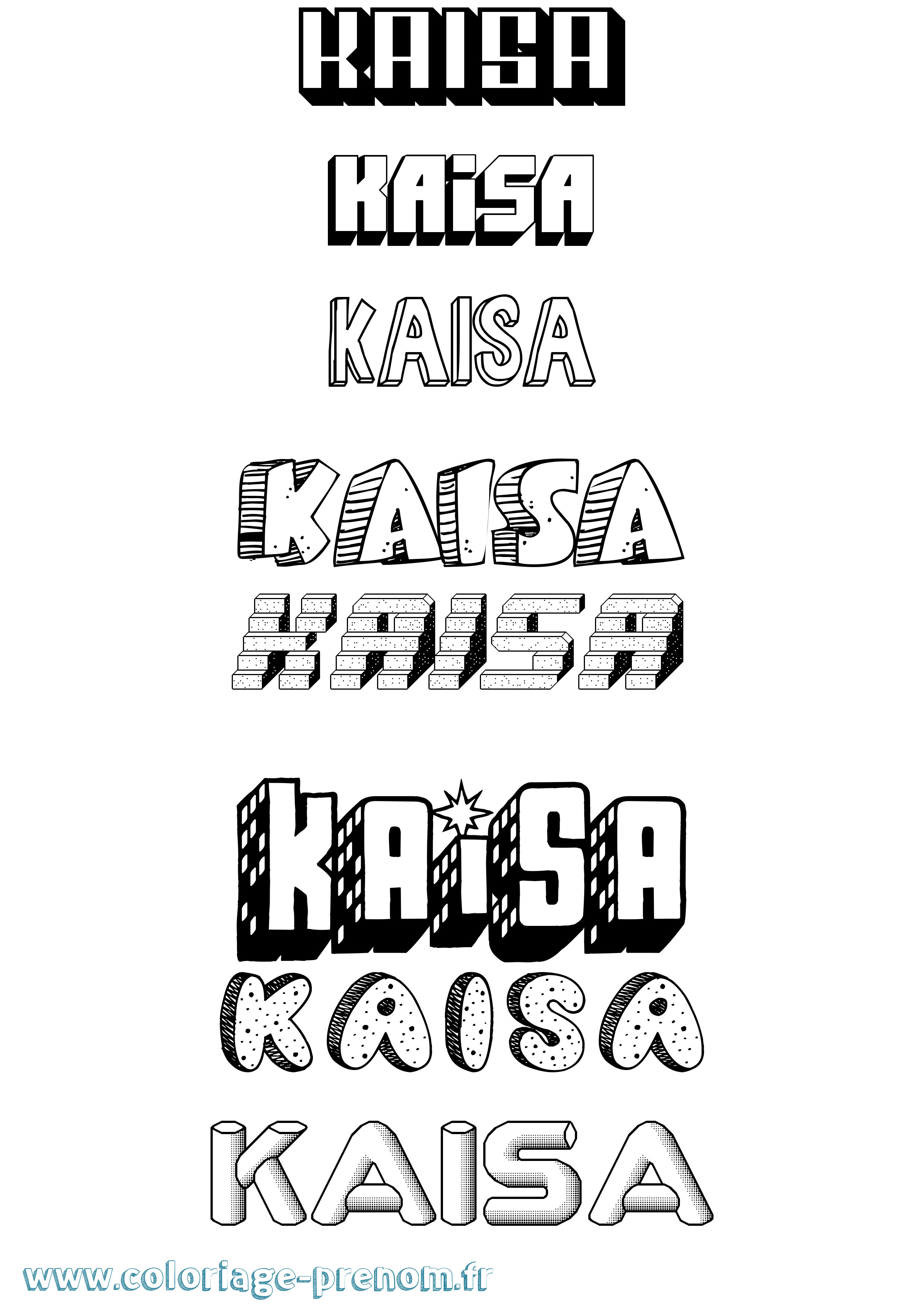 Coloriage Kaisa Effet 3D Coloriage prénom Kaisa Effet 3D
