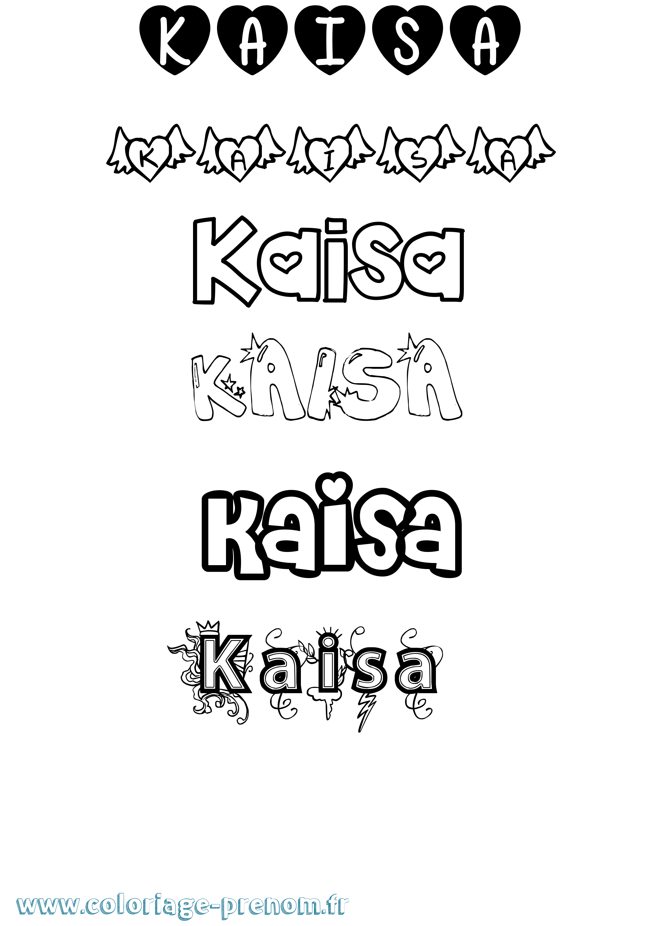 Coloriage Kaisa Girly Coloriage prénom Kaisa Girly