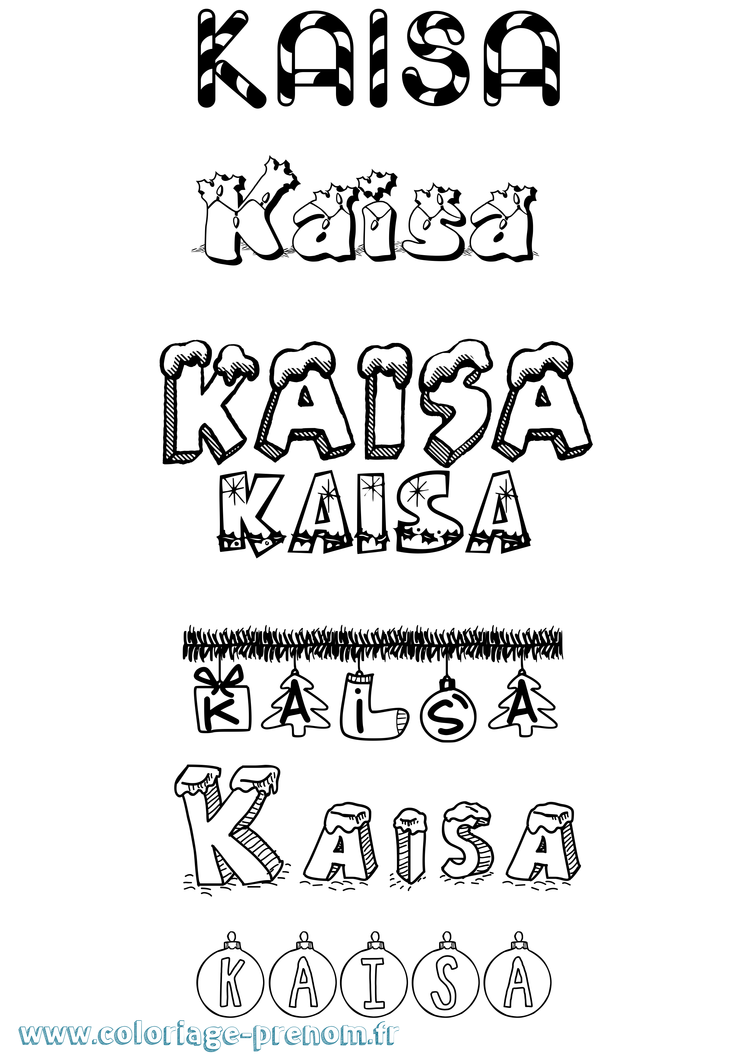 Coloriage Kaisa Noël Coloriage prénom Kaisa Noël
