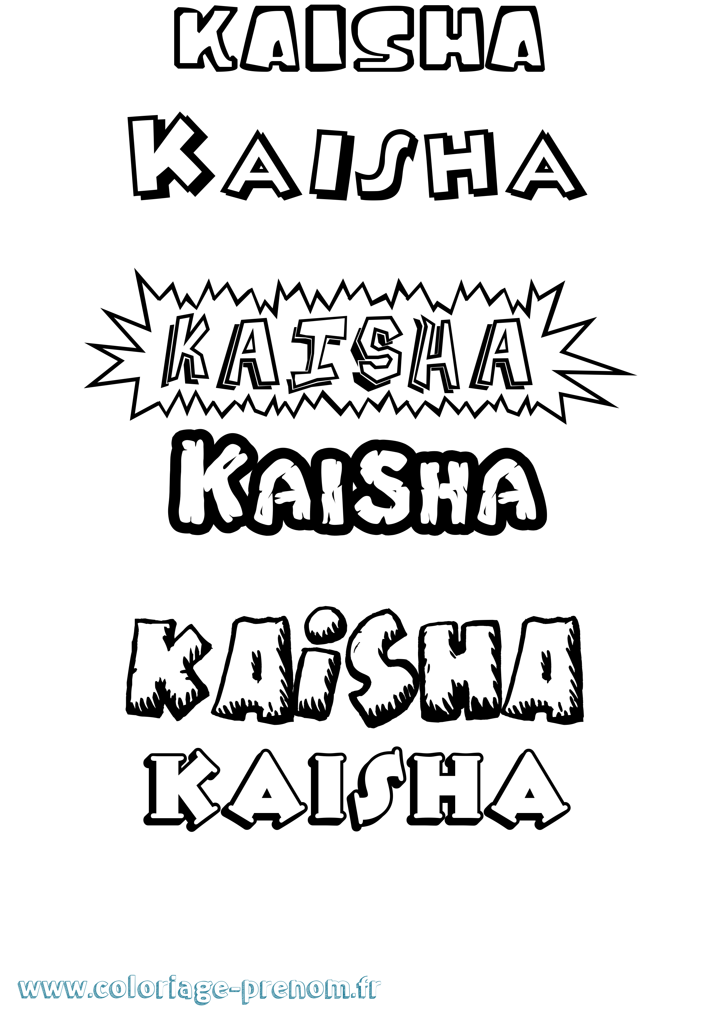 Coloriage prénom Kaisha Dessin Animé