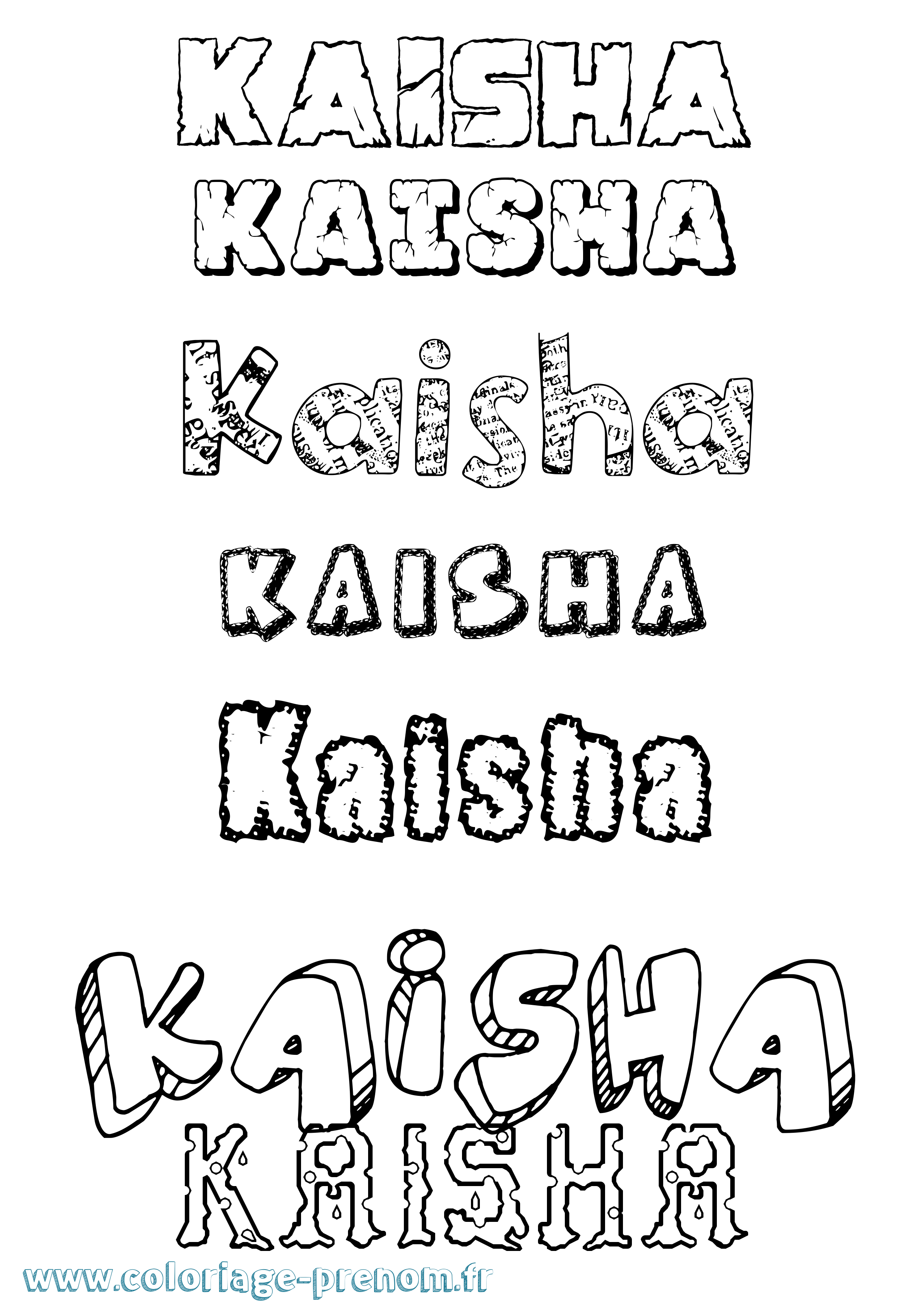 Coloriage prénom Kaisha Destructuré