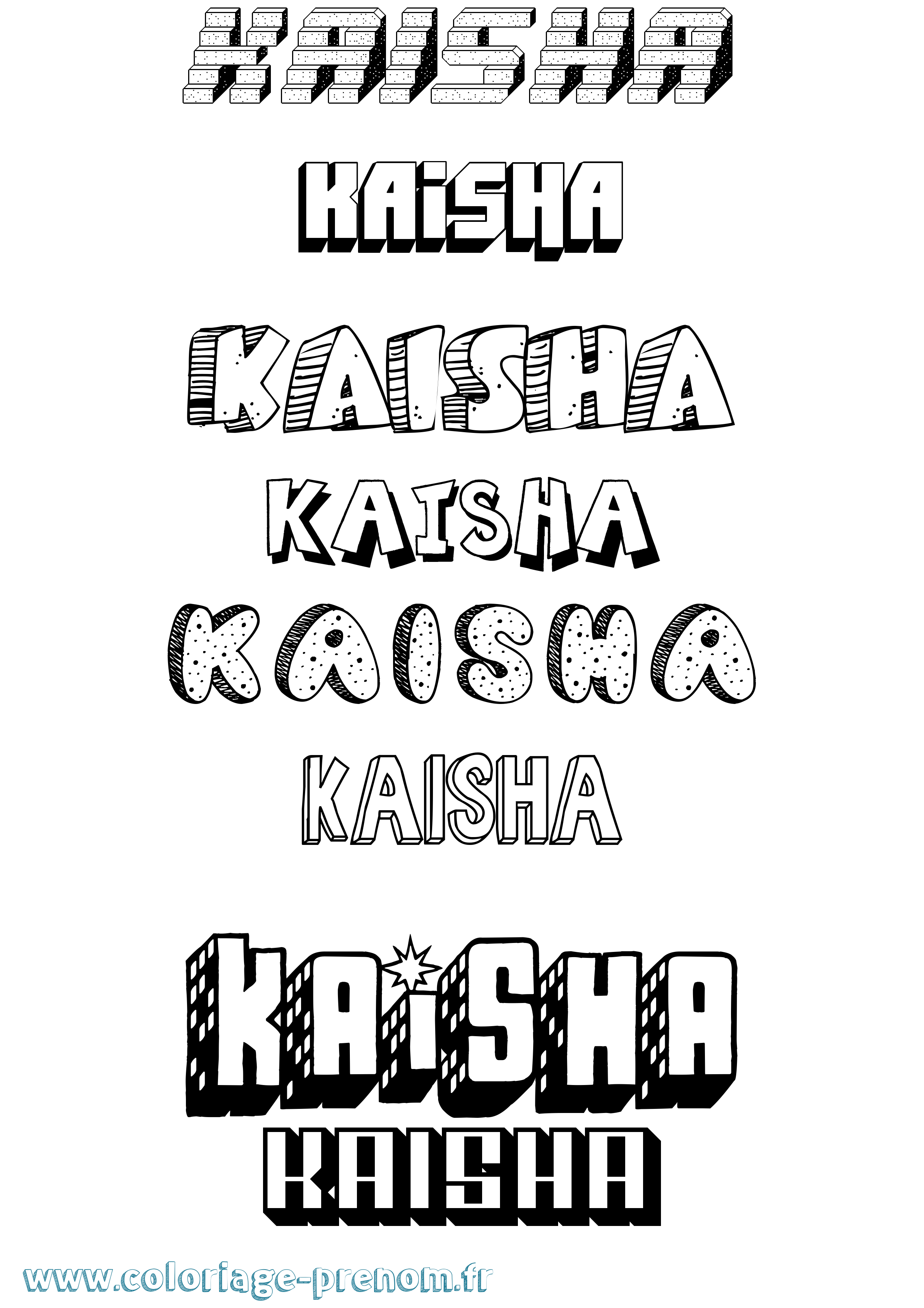 Coloriage prénom Kaisha Effet 3D