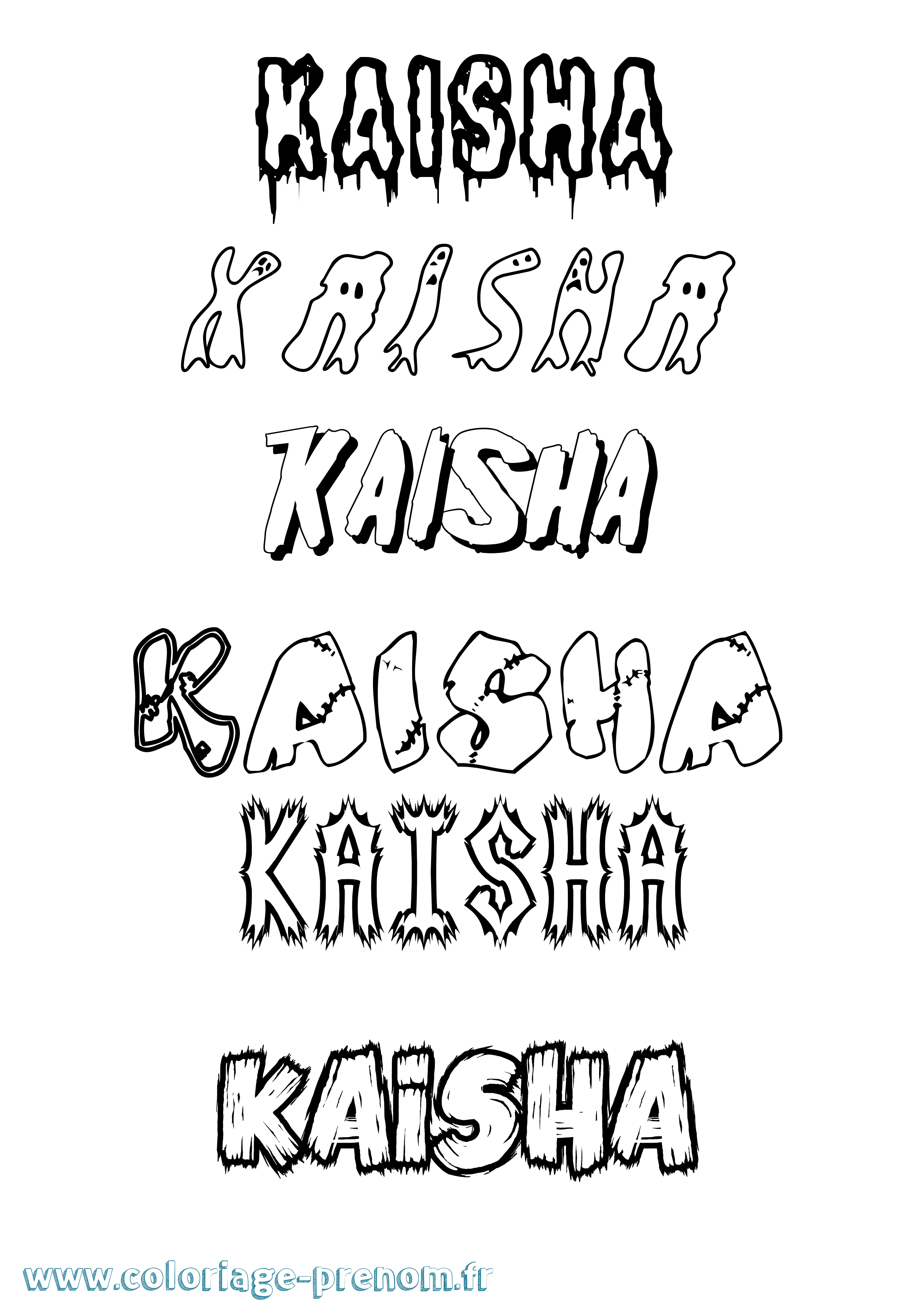 Coloriage prénom Kaisha Frisson
