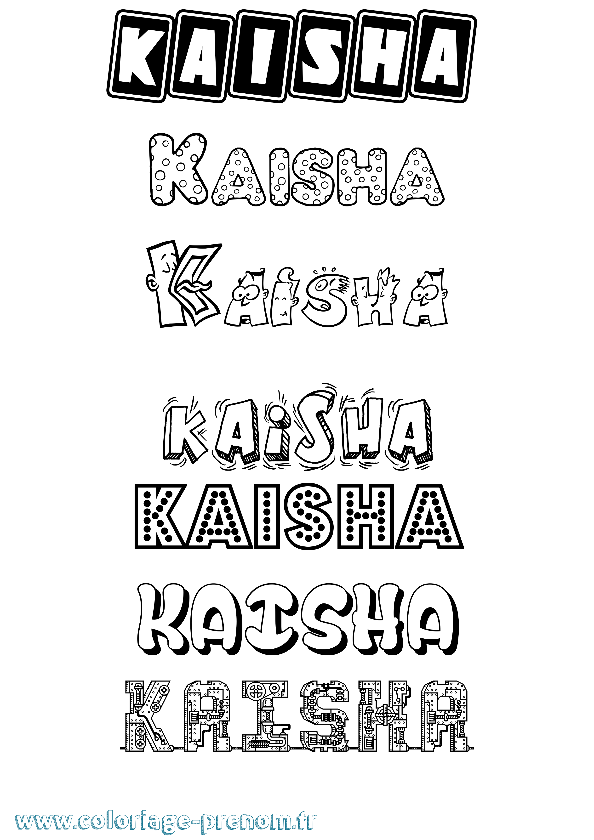 Coloriage prénom Kaisha Fun