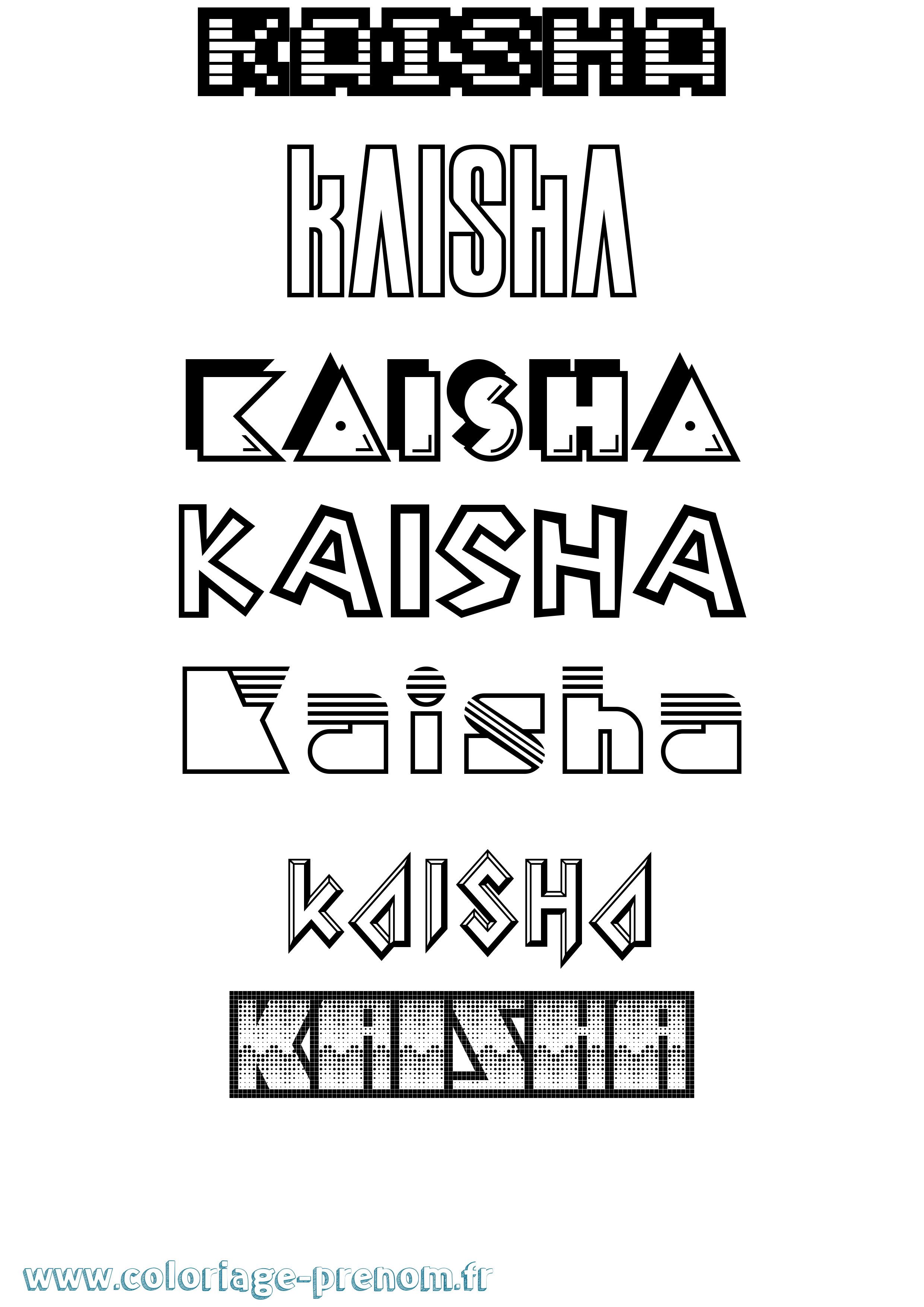 Coloriage prénom Kaisha Jeux Vidéos
