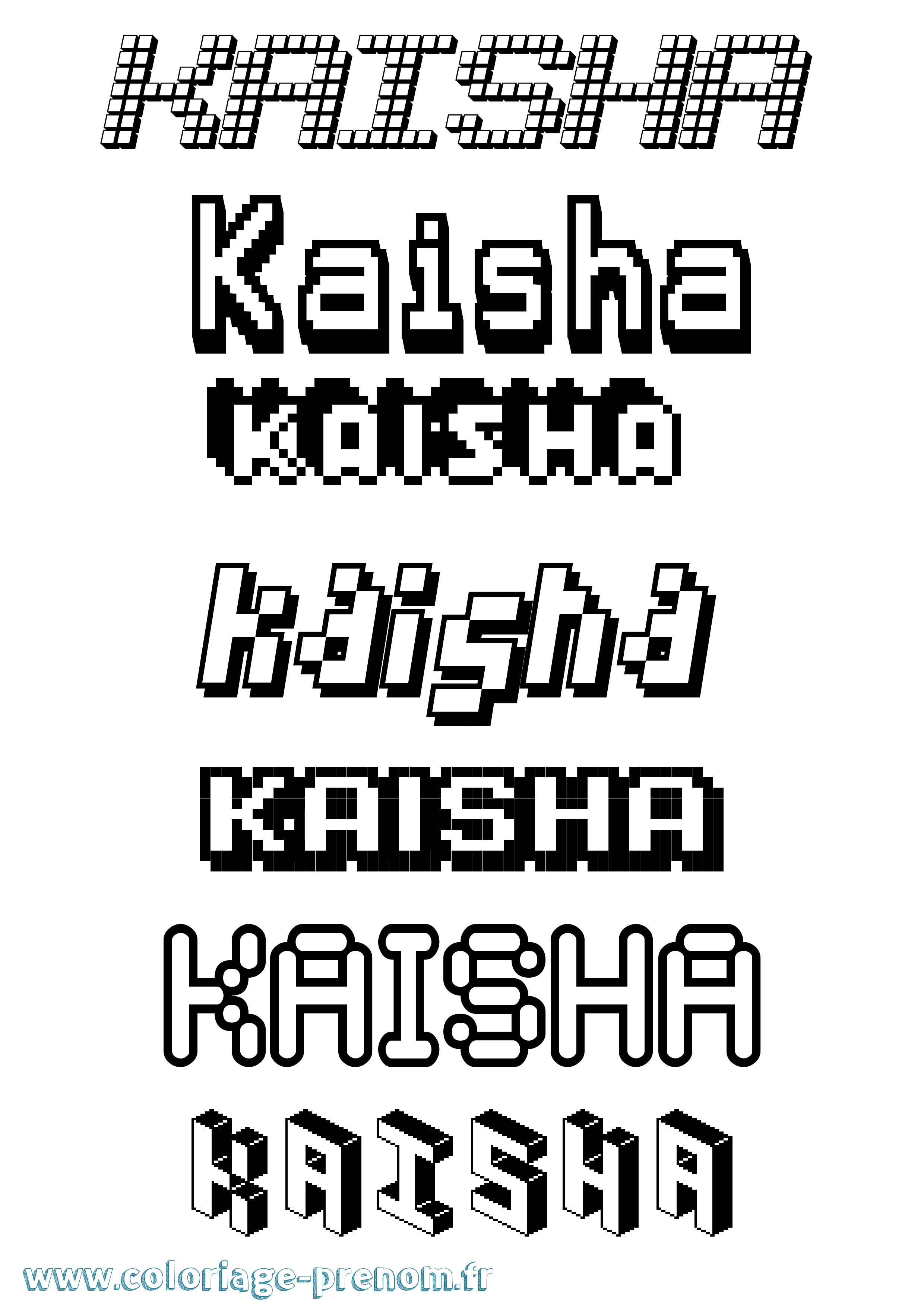 Coloriage prénom Kaisha Pixel