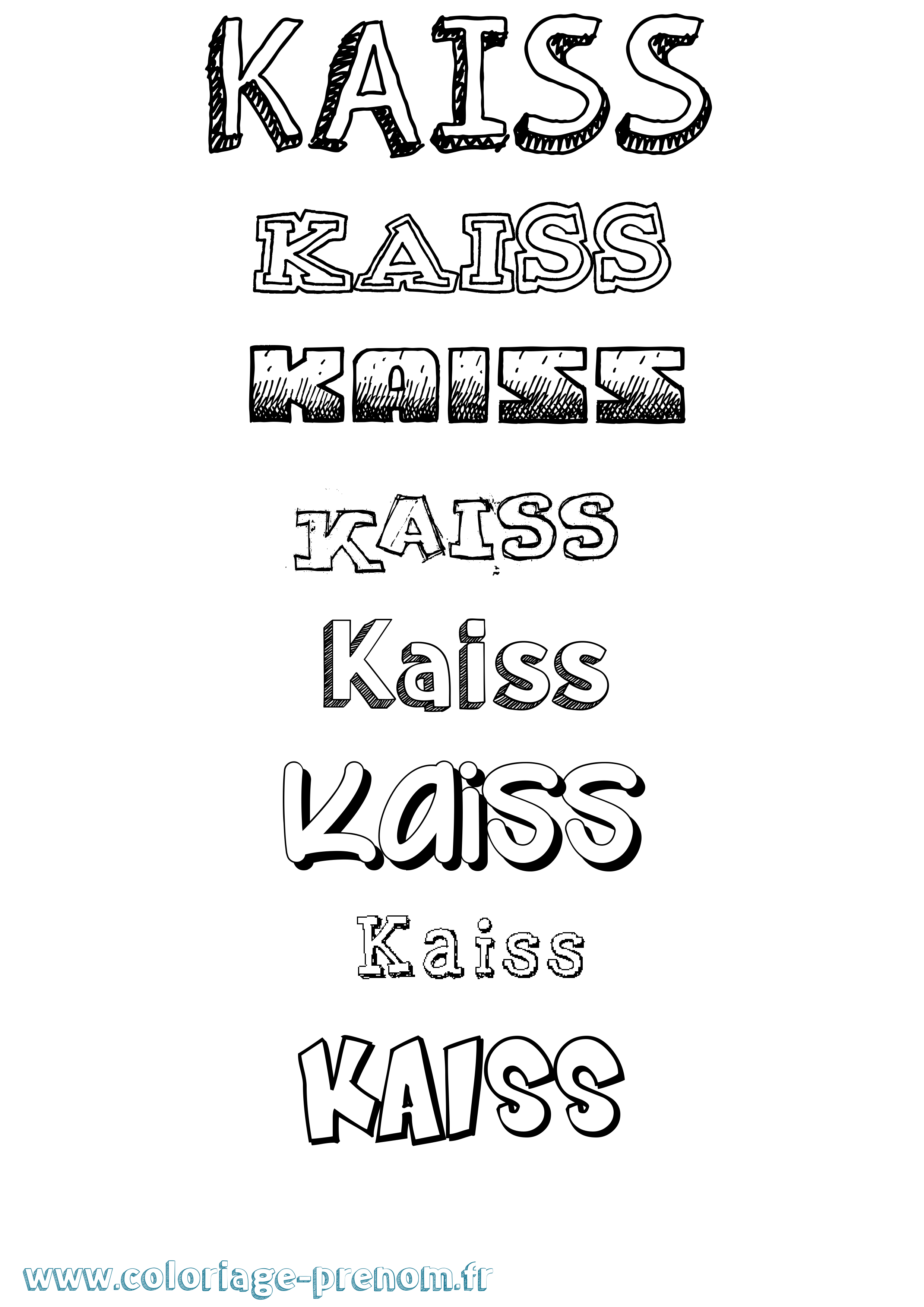 Coloriage prénom Kaiss Dessiné