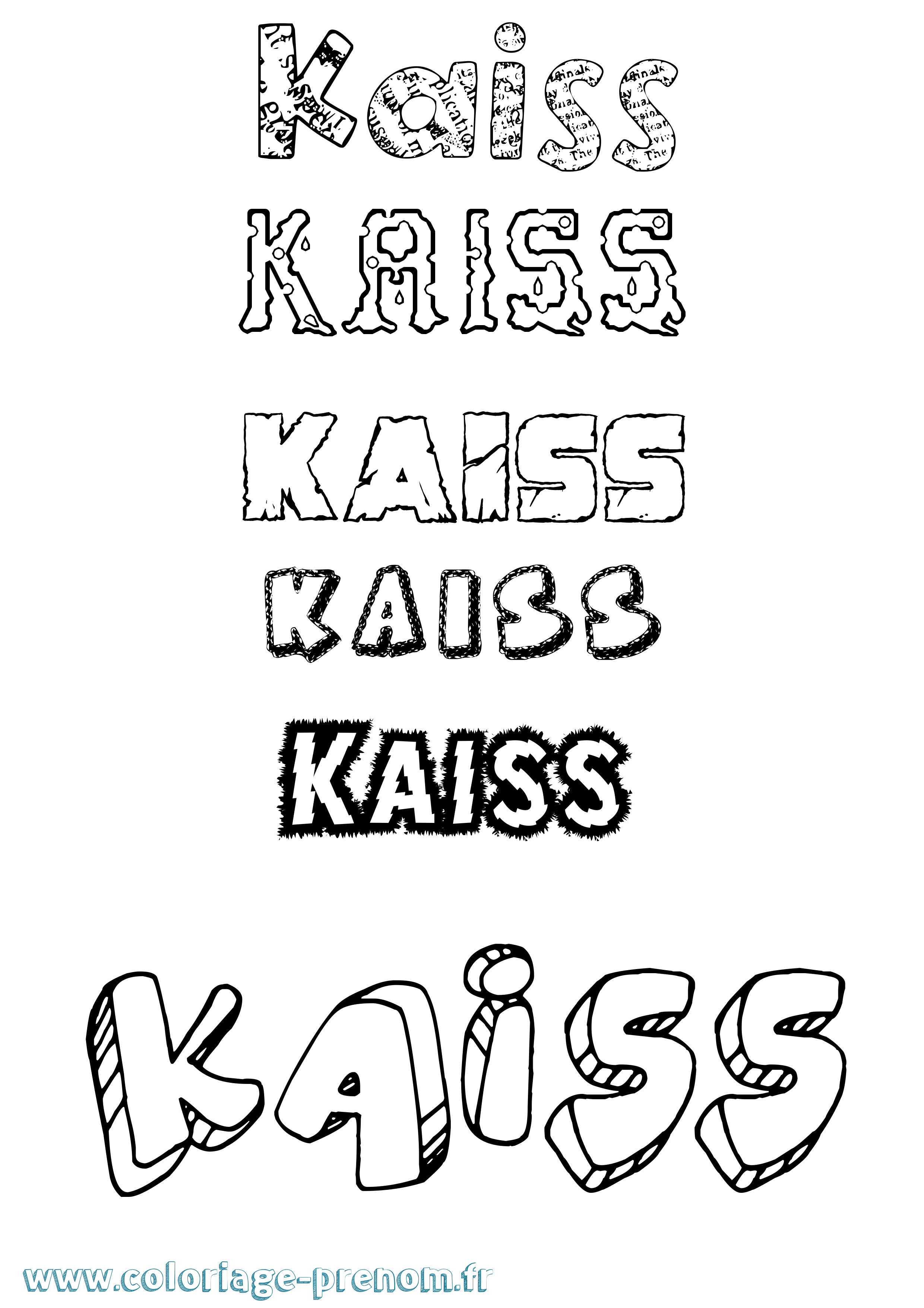 Coloriage prénom Kaiss Destructuré