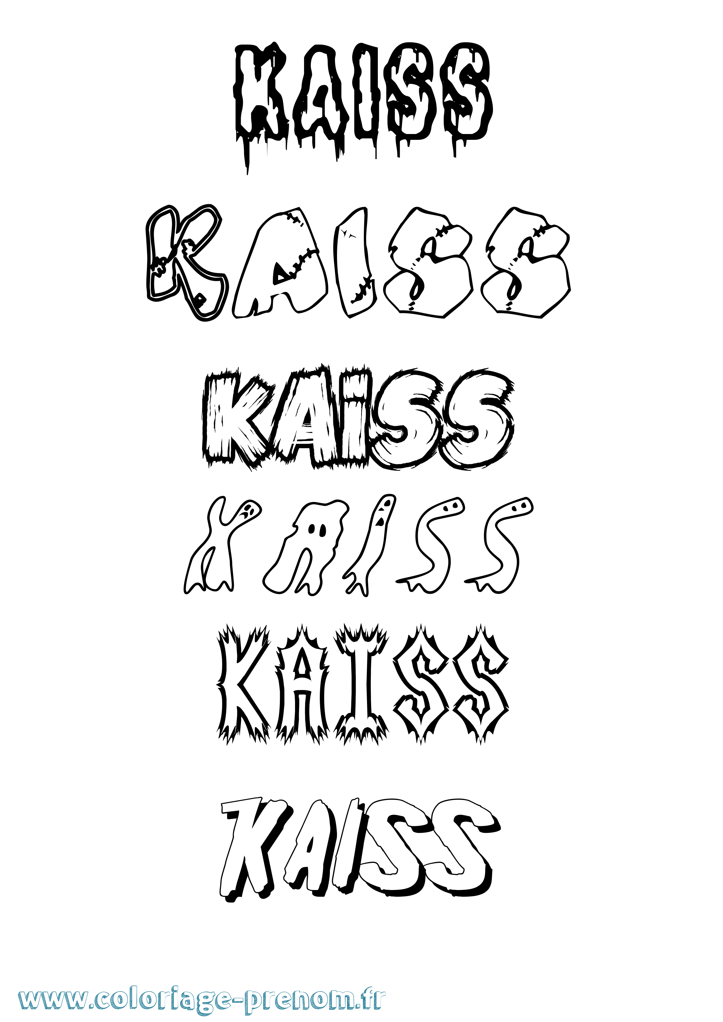 Coloriage prénom Kaiss Frisson