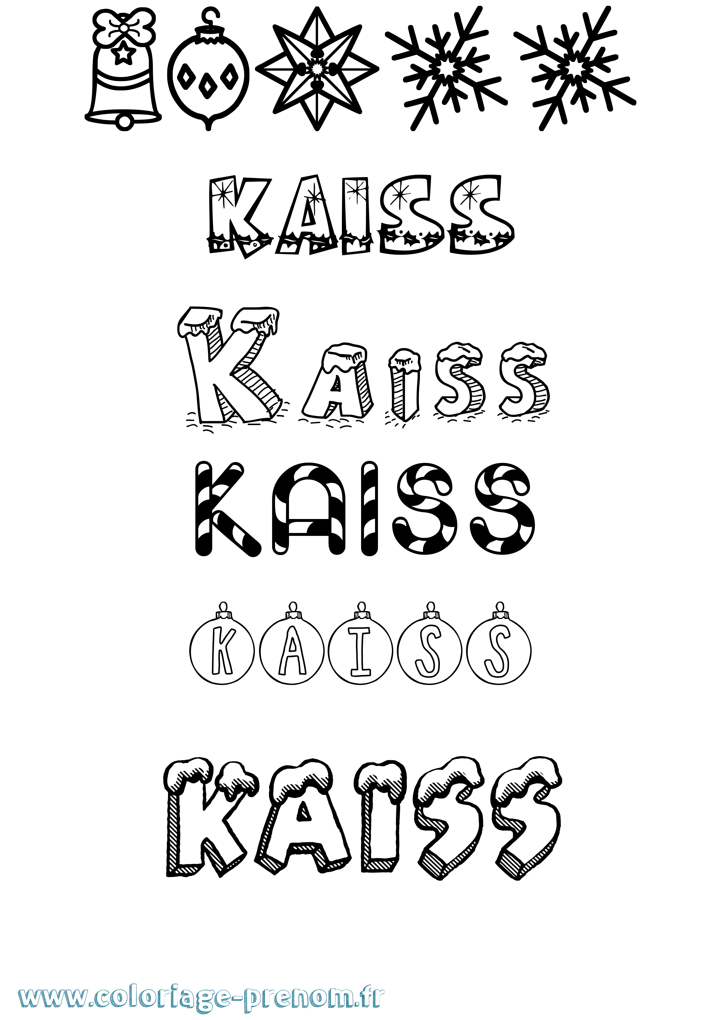 Coloriage prénom Kaiss Noël
