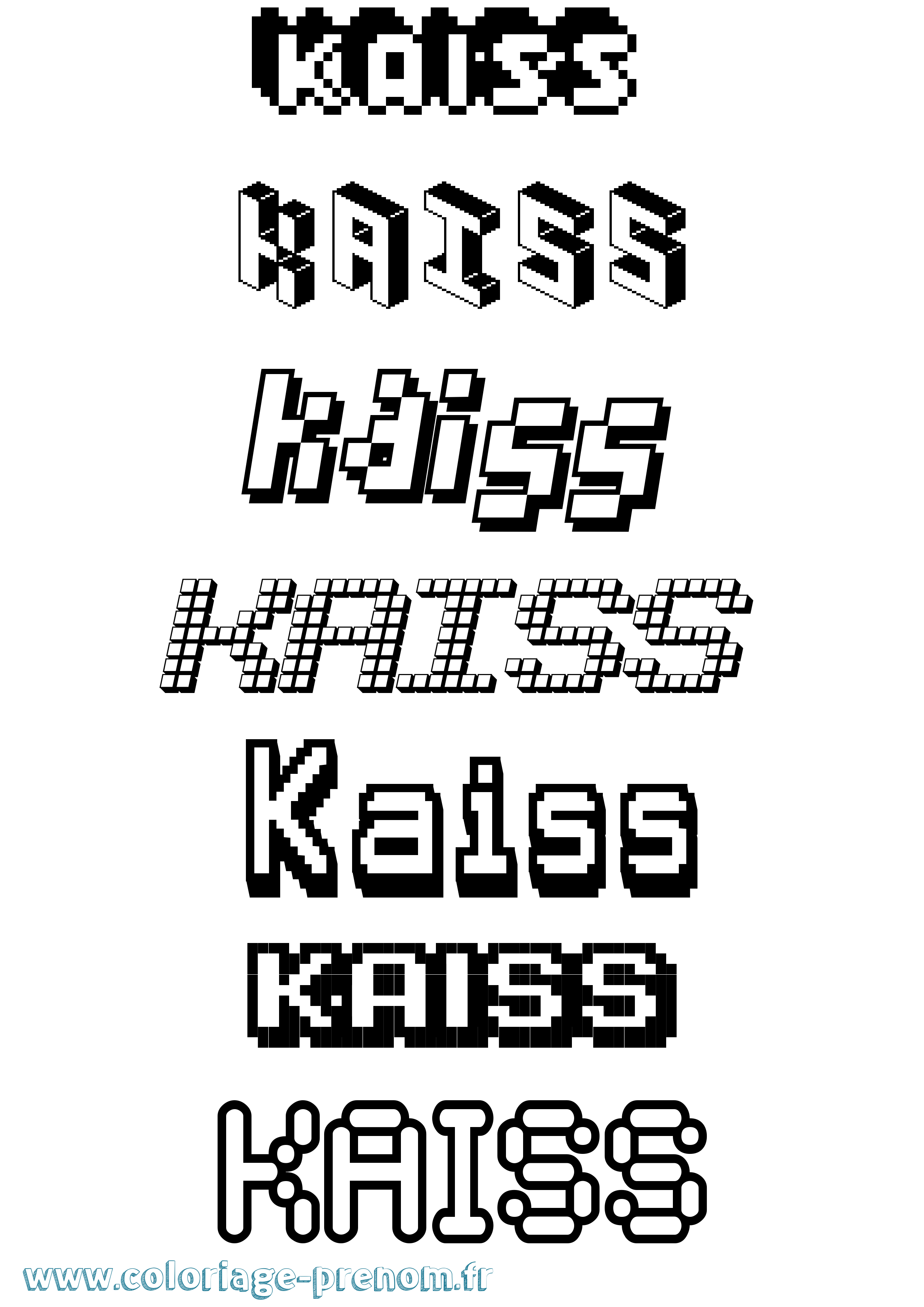 Coloriage prénom Kaiss Pixel