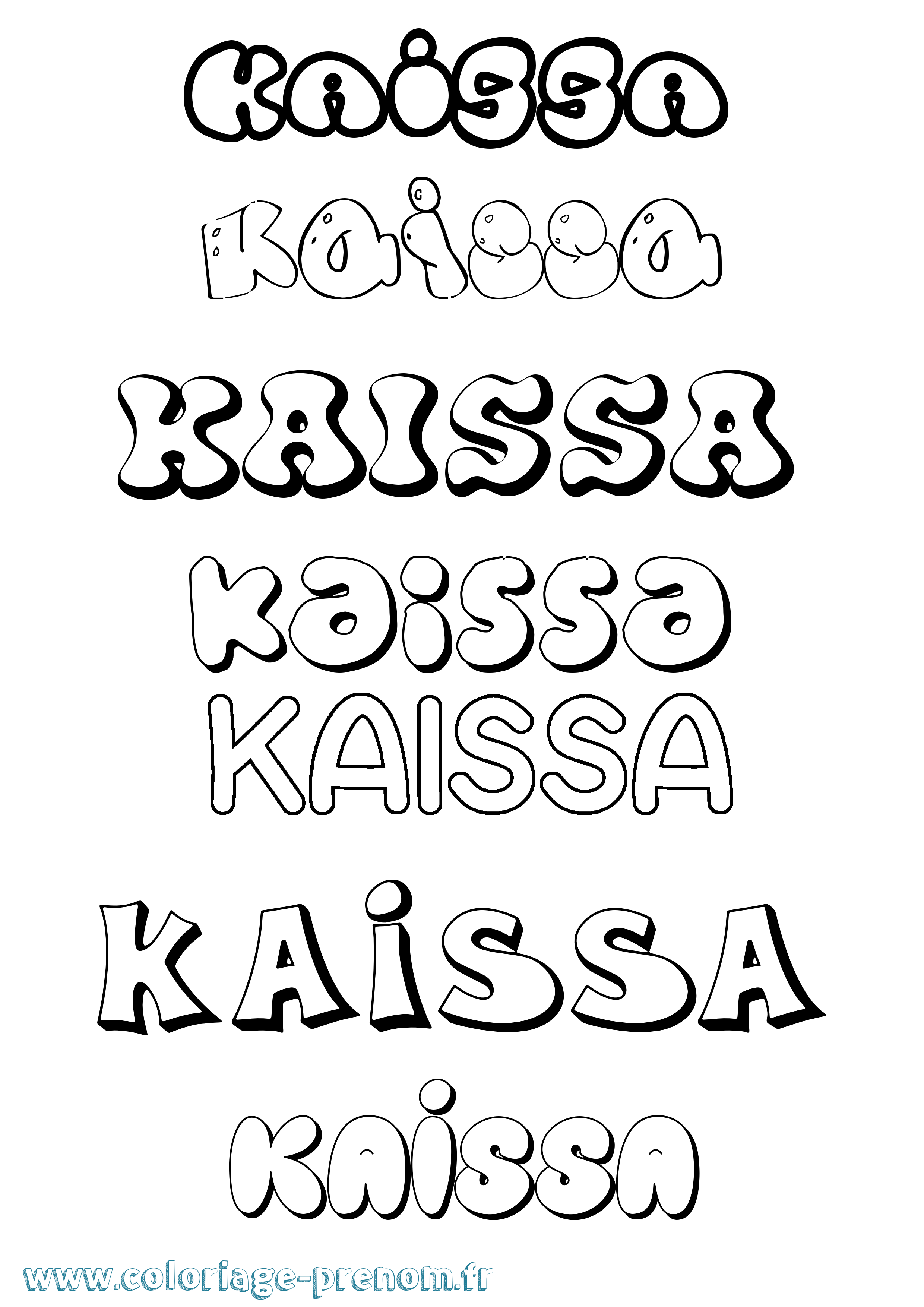 Coloriage prénom Kaissa Bubble