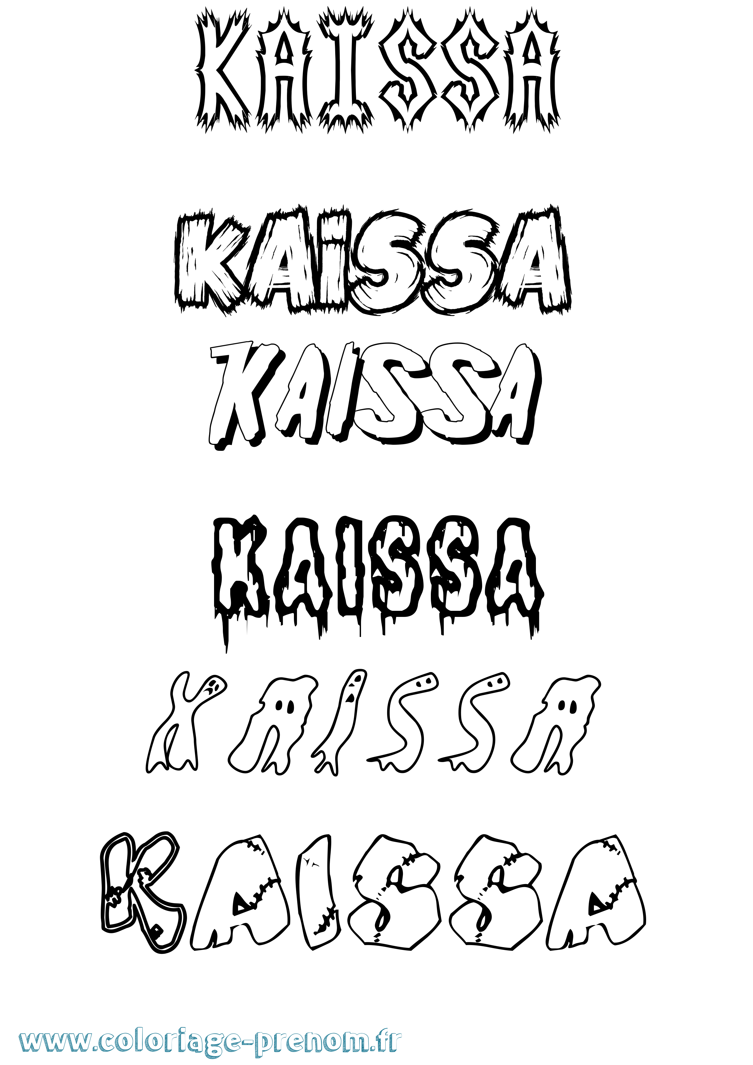 Coloriage prénom Kaissa Frisson