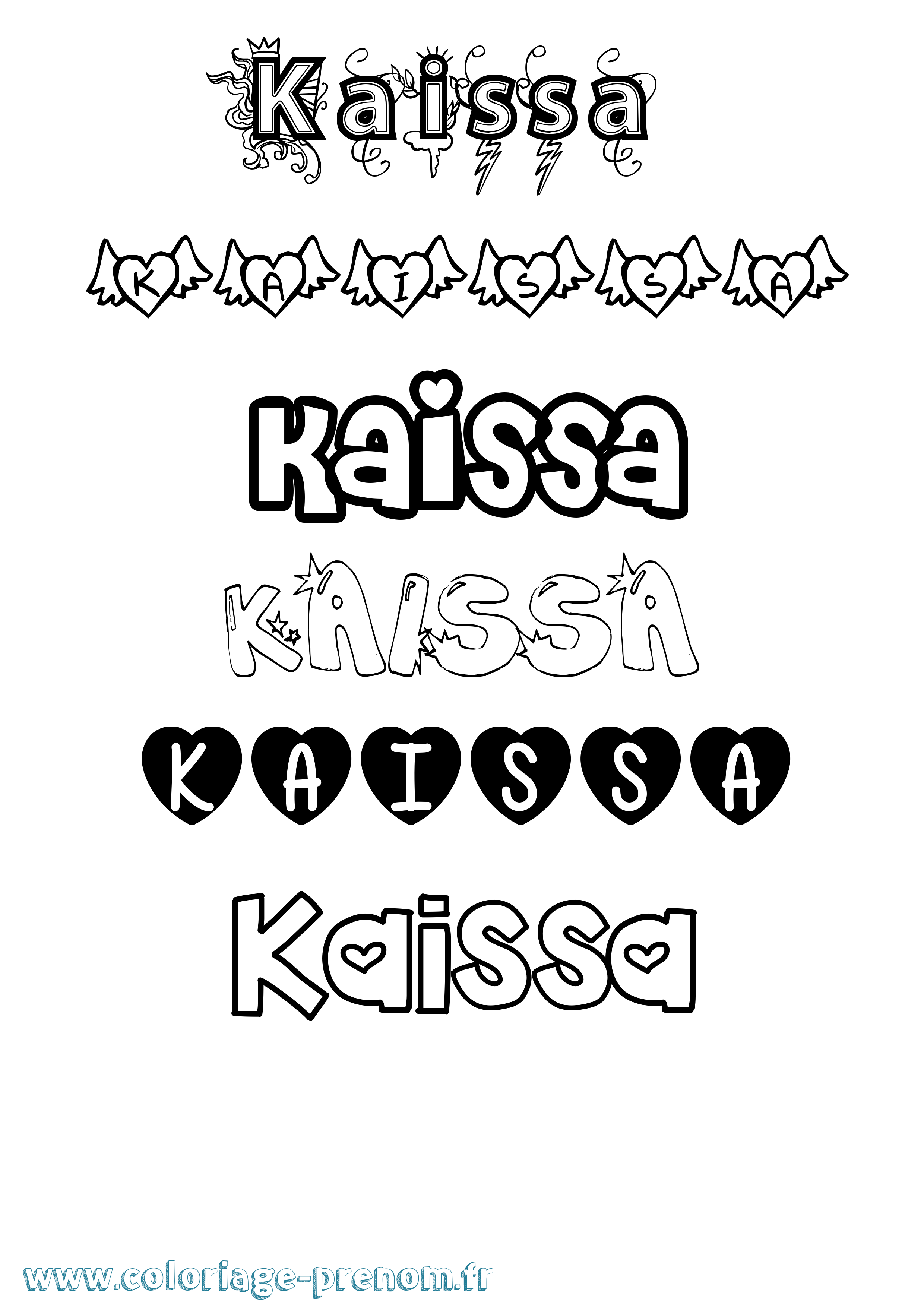 Coloriage prénom Kaissa Girly