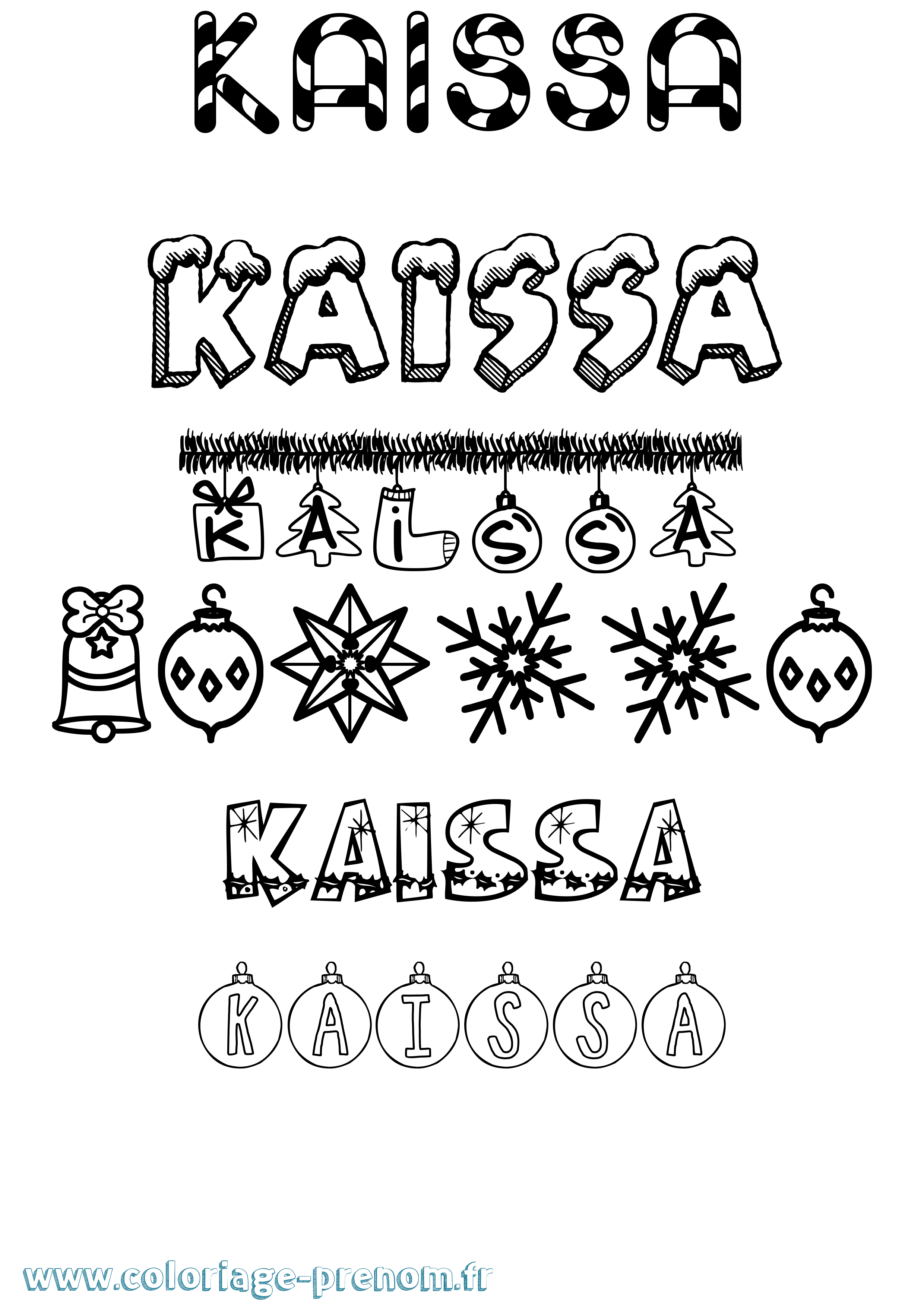 Coloriage prénom Kaissa Noël