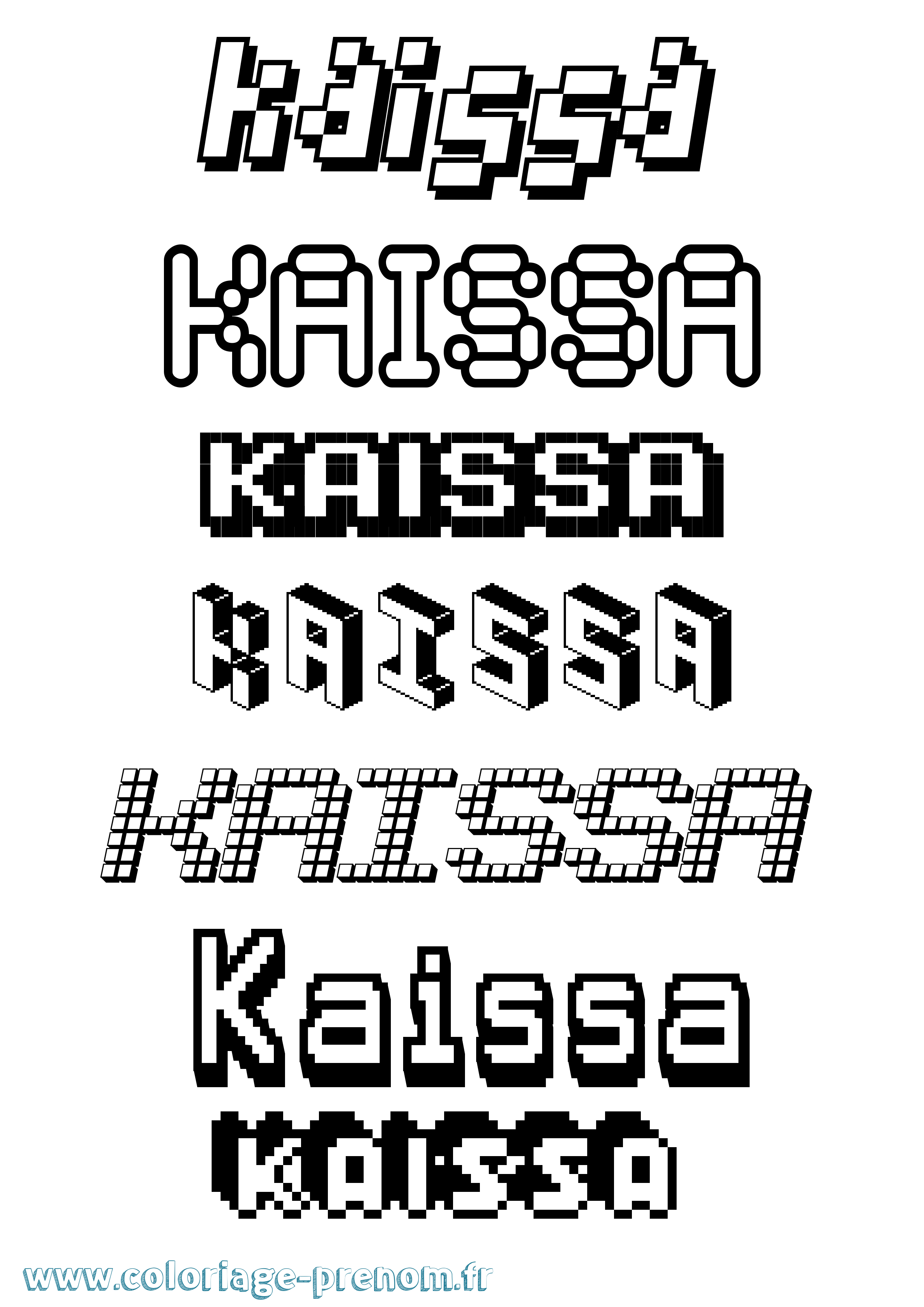 Coloriage prénom Kaissa Pixel