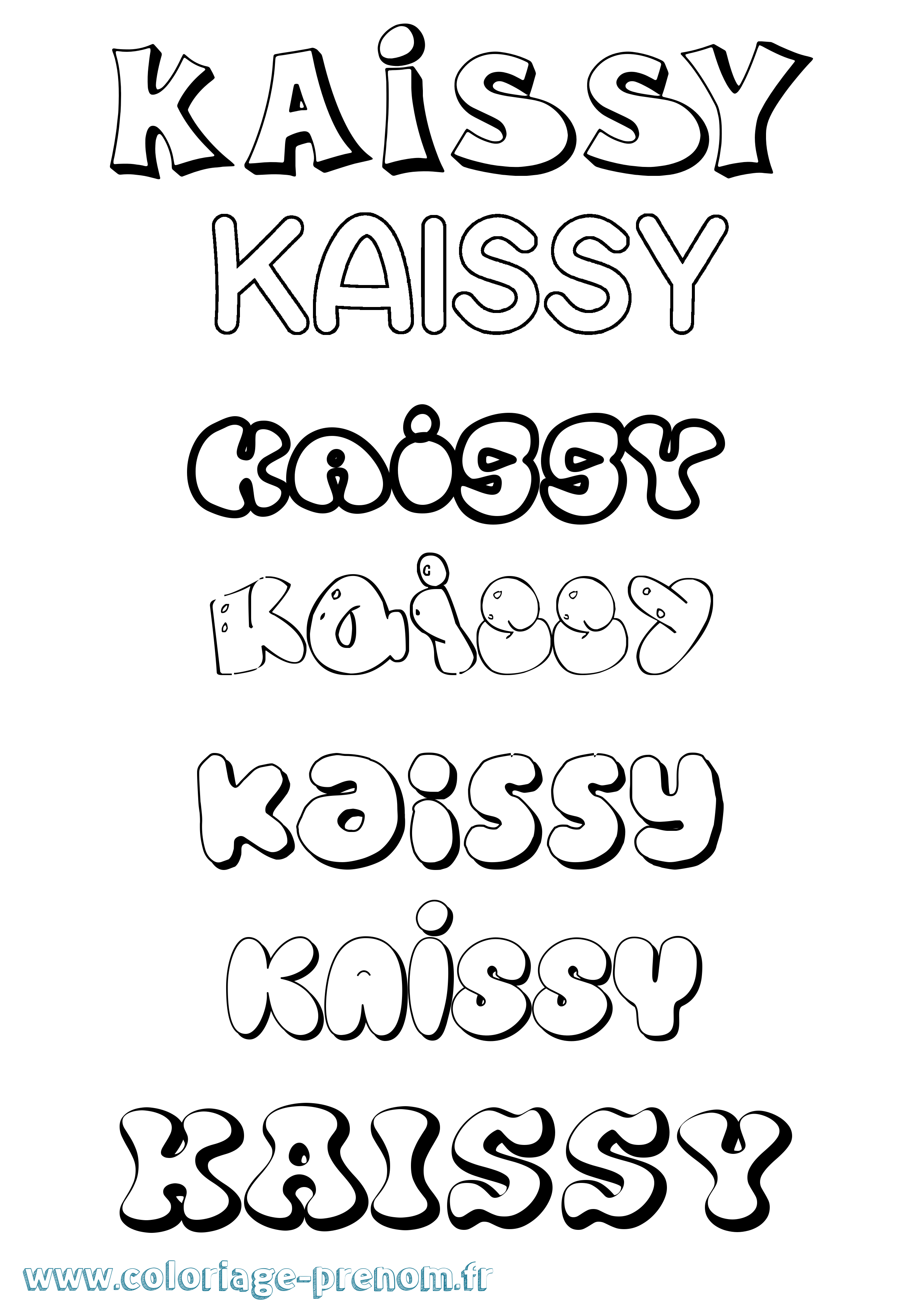 Coloriage prénom Kaissy Bubble