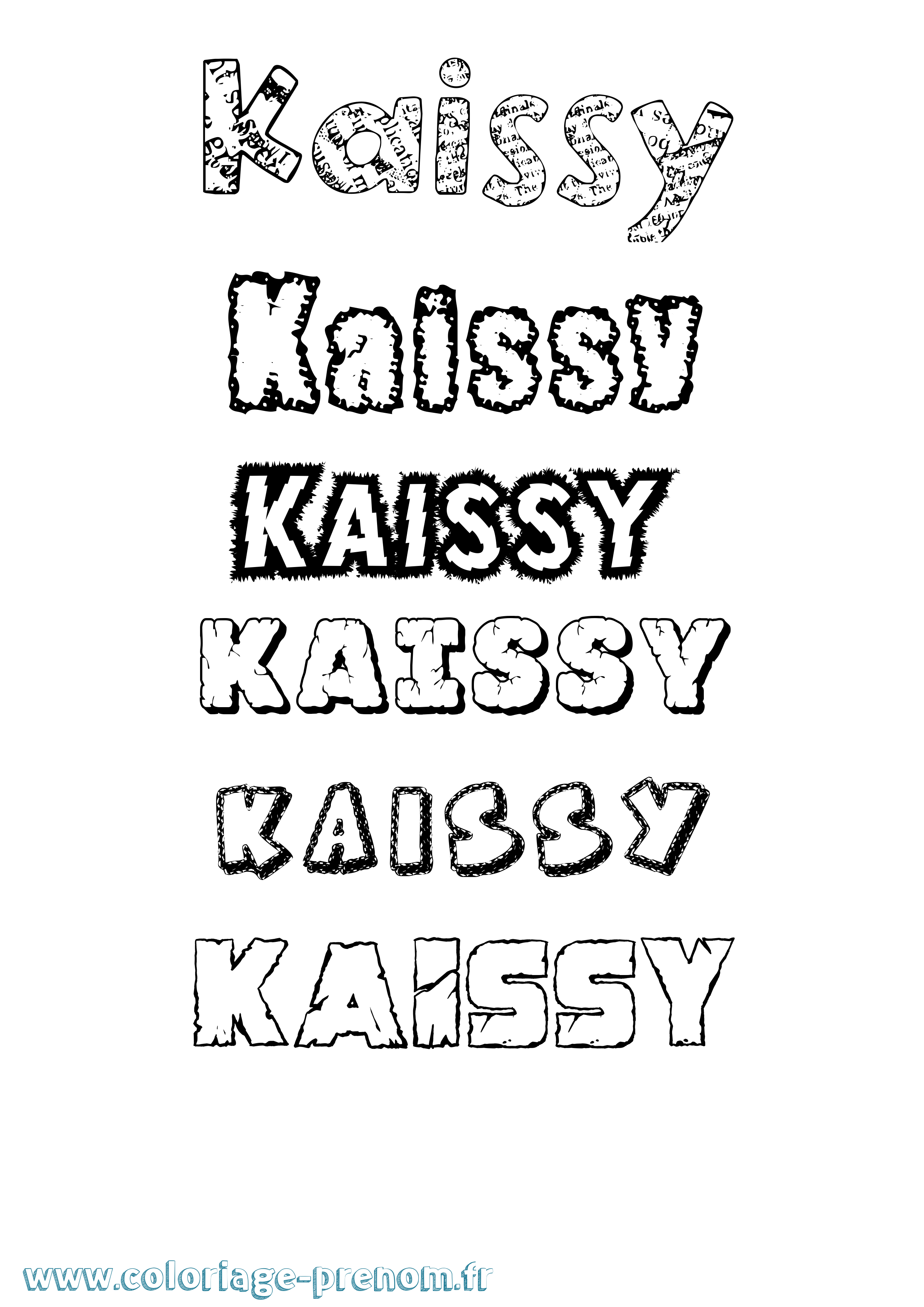 Coloriage prénom Kaissy Destructuré