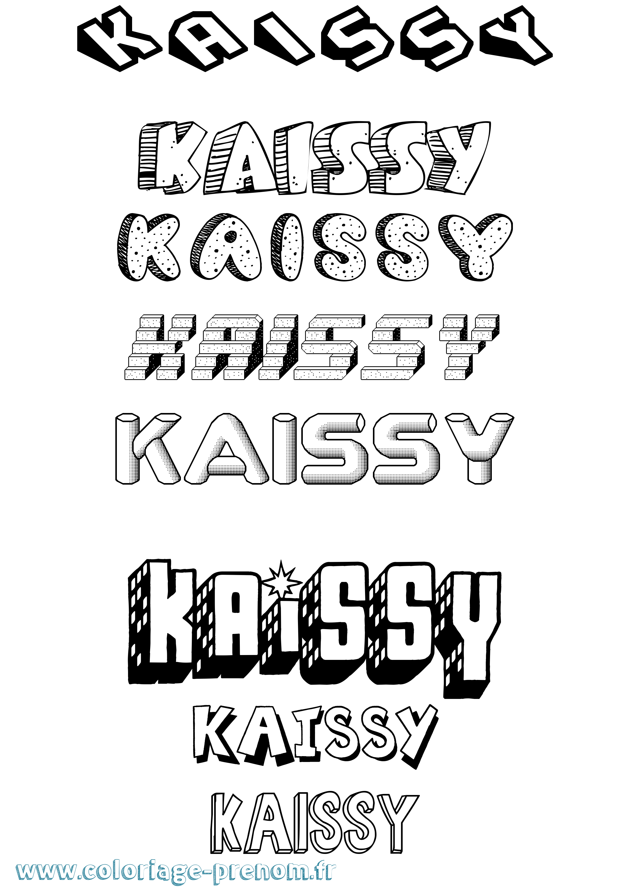 Coloriage prénom Kaissy Effet 3D