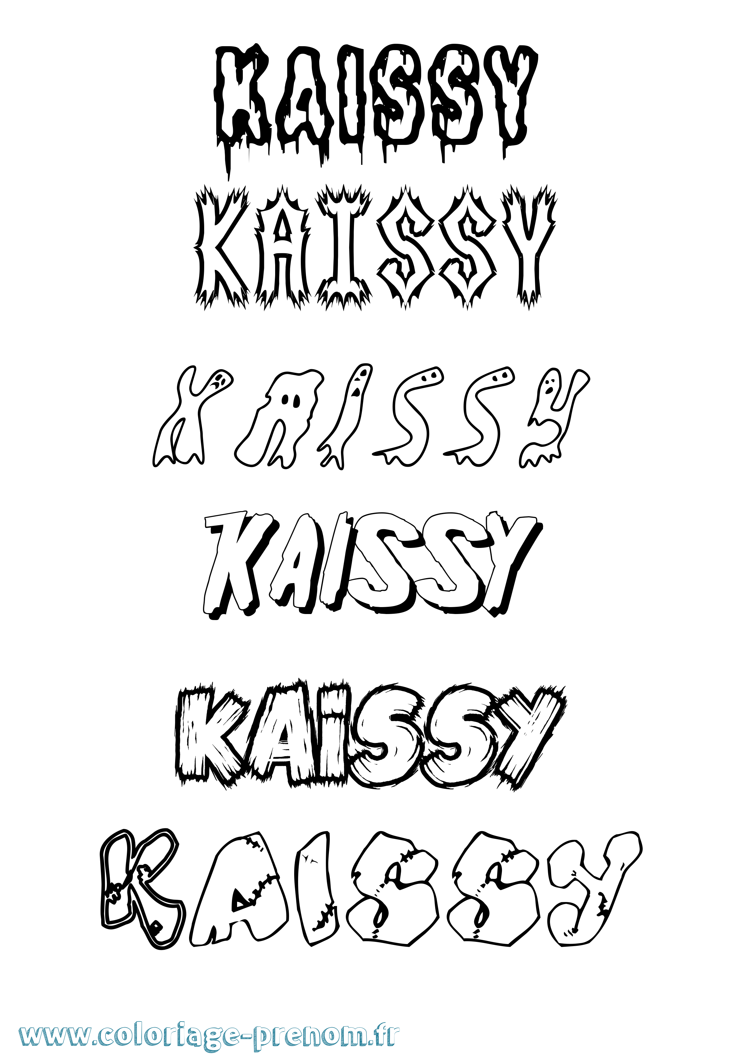 Coloriage prénom Kaissy Frisson