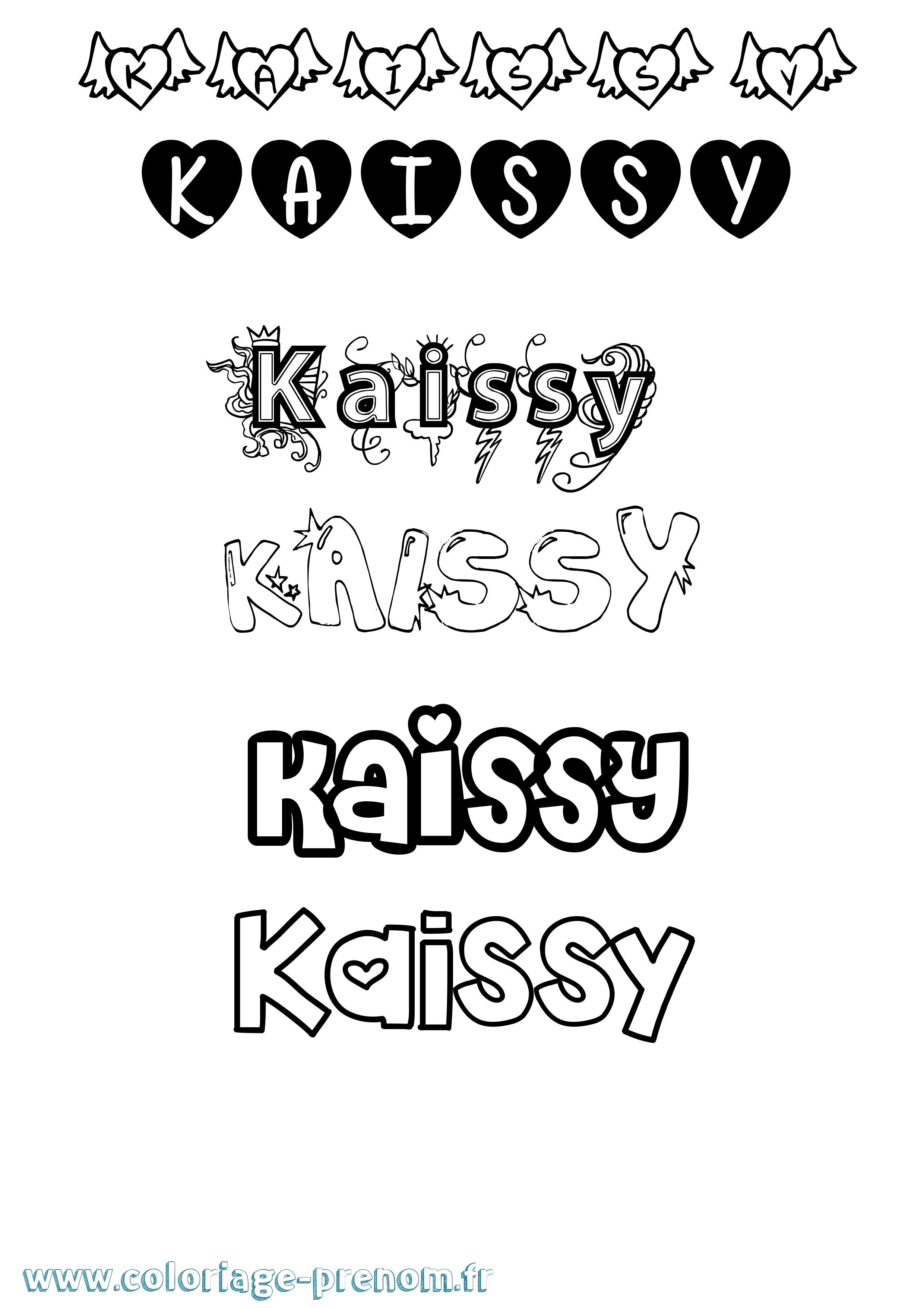 Coloriage prénom Kaissy Girly