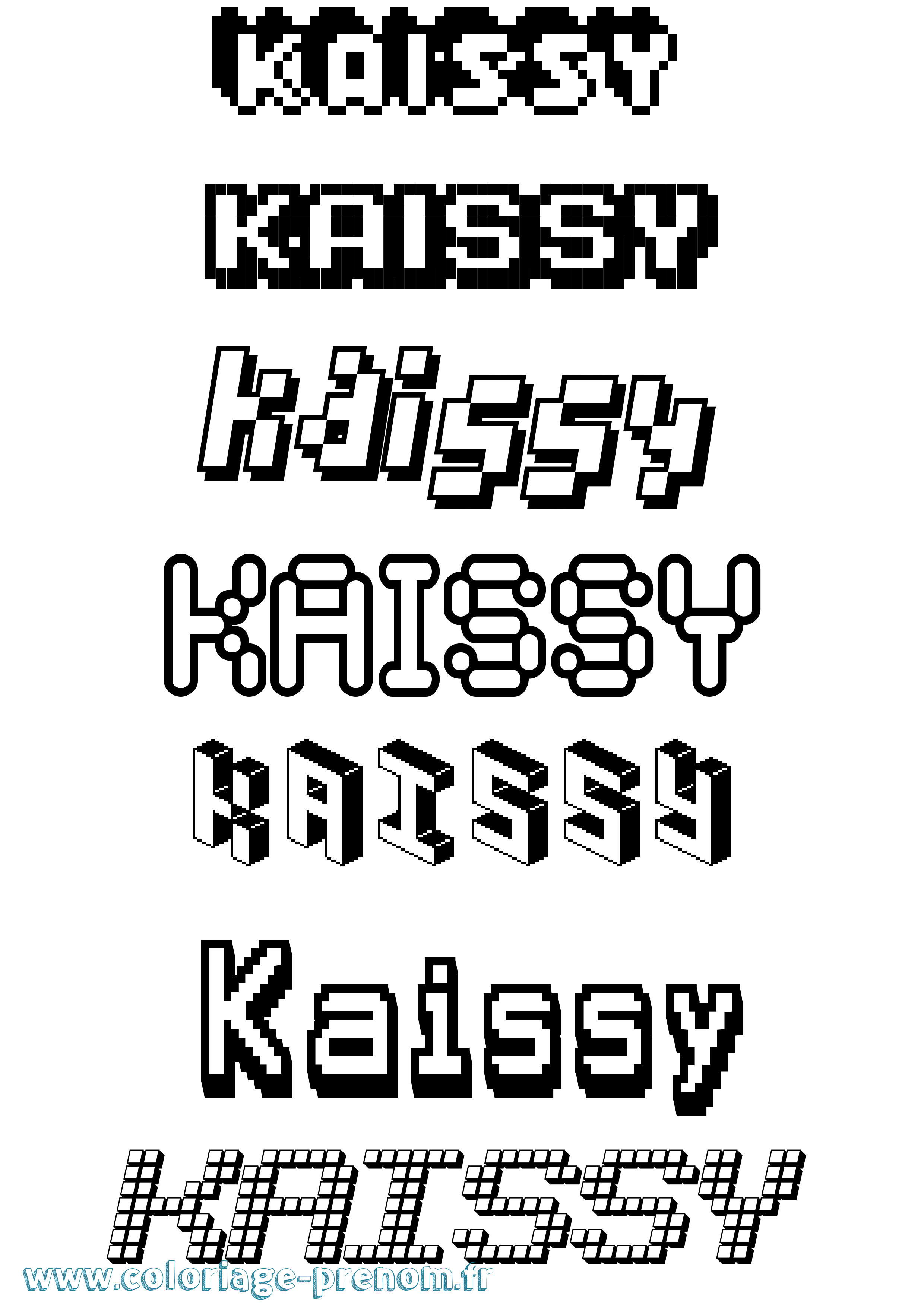 Coloriage prénom Kaissy Pixel