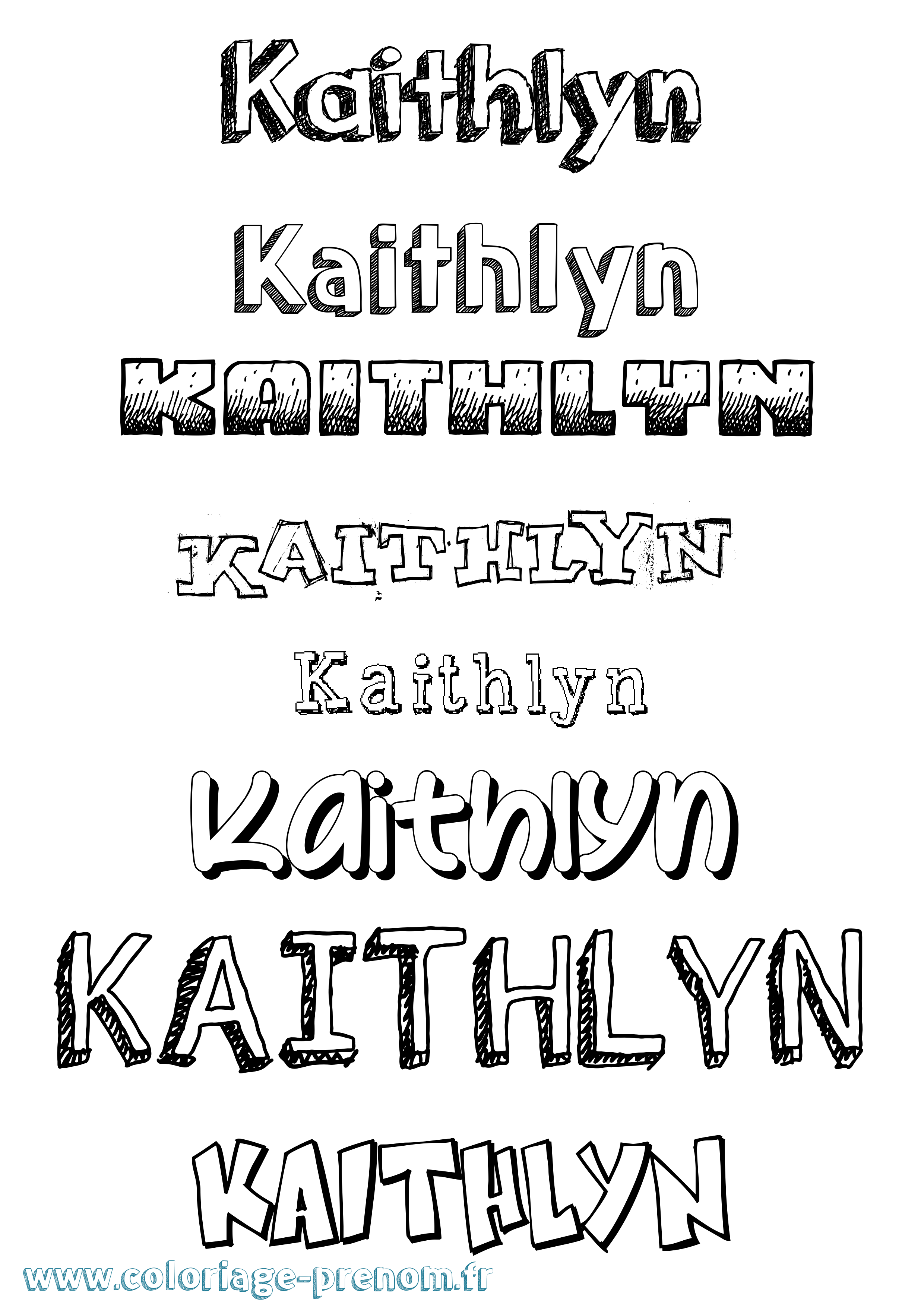 Coloriage prénom Kaithlyn Dessiné