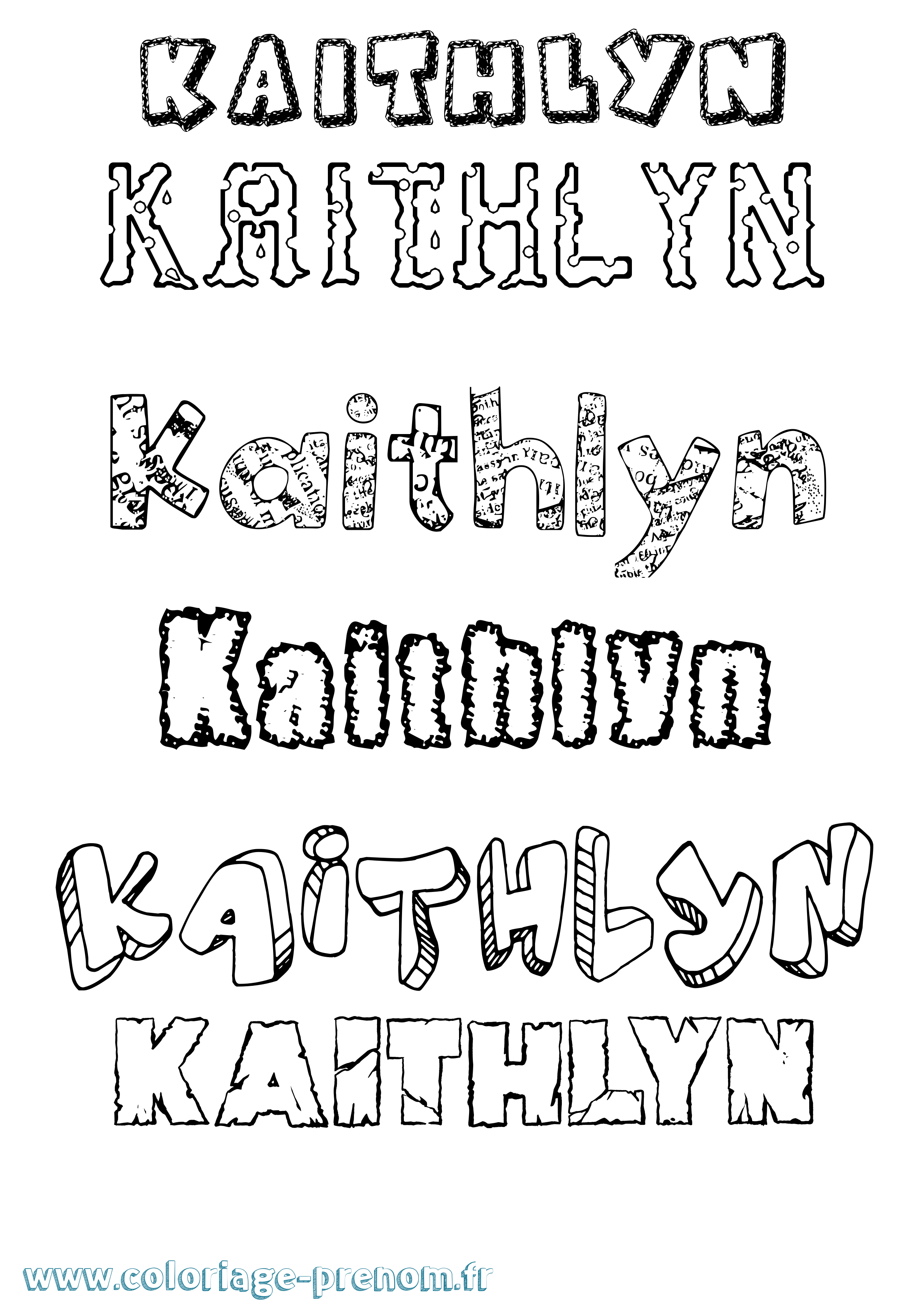 Coloriage prénom Kaithlyn Destructuré