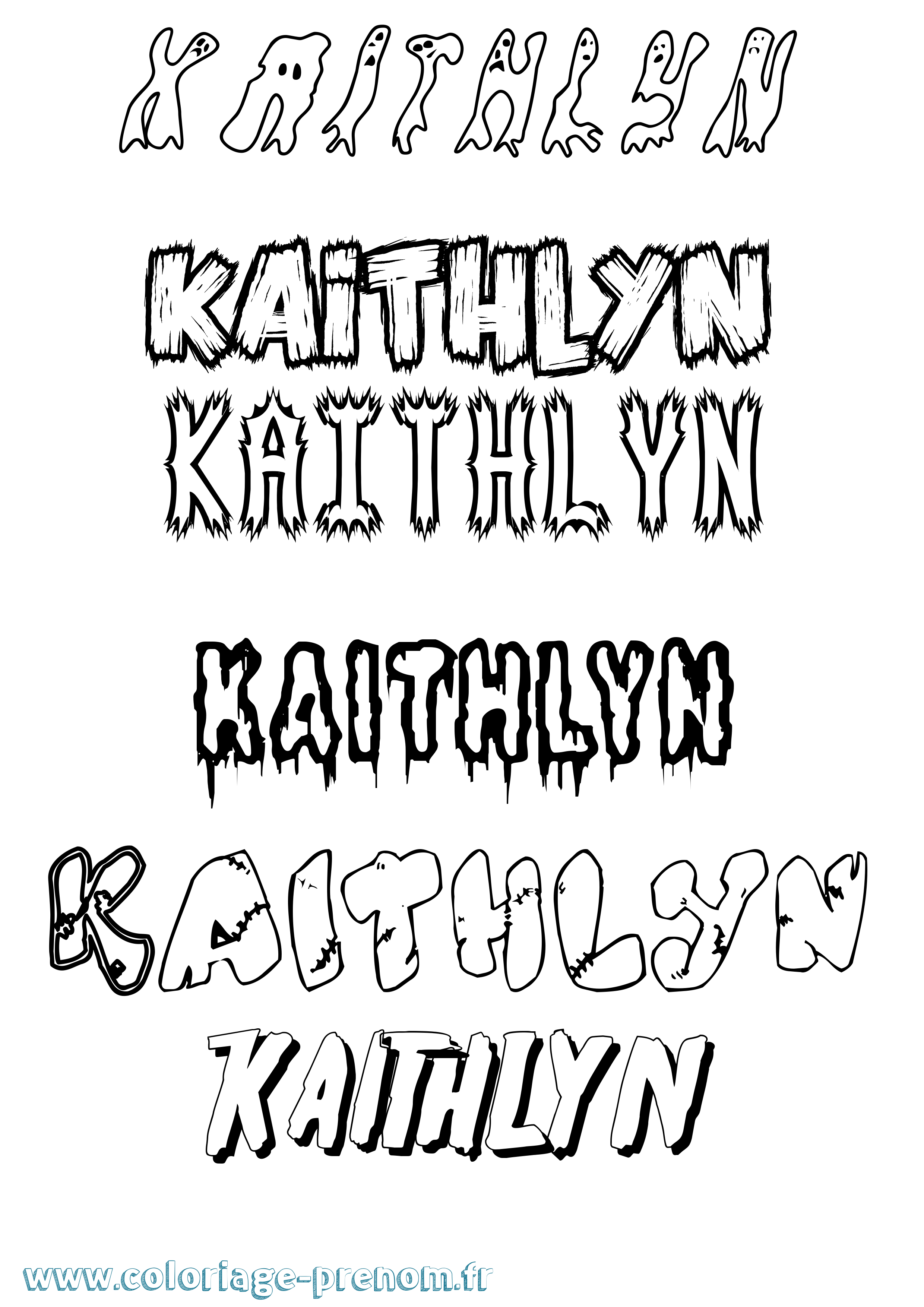 Coloriage prénom Kaithlyn Frisson