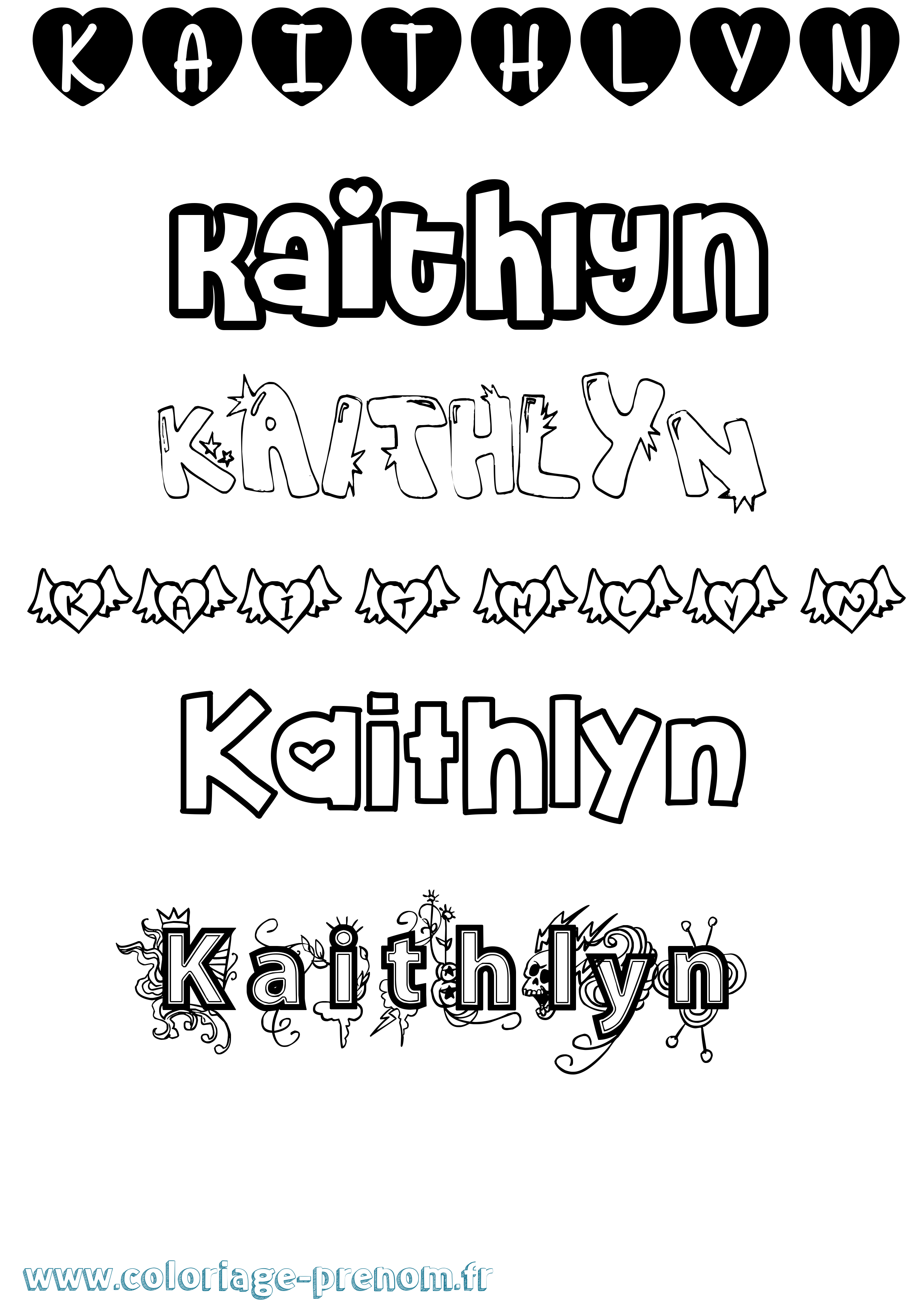 Coloriage prénom Kaithlyn Girly