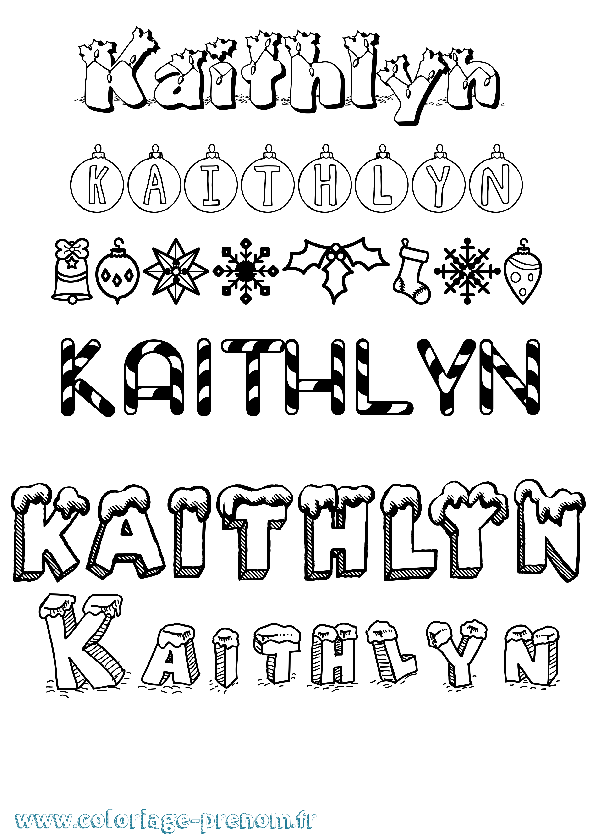 Coloriage prénom Kaithlyn Noël